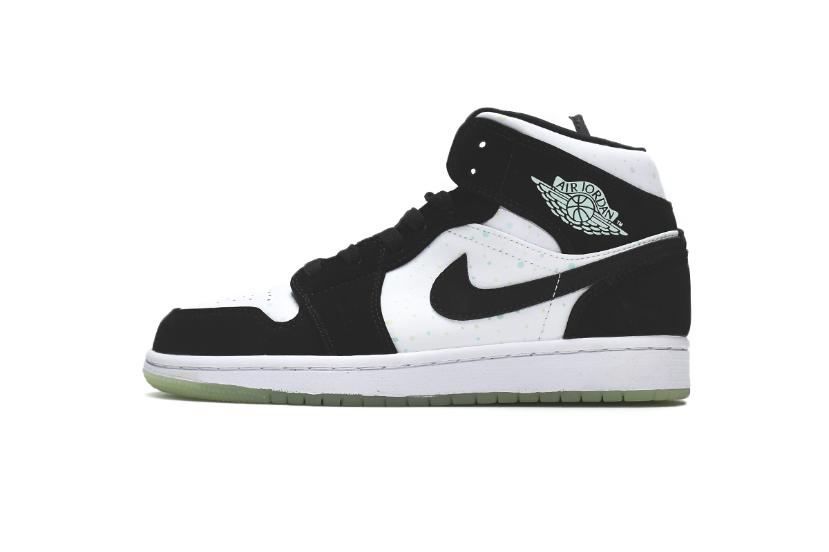Boostmasterlin Jordan 1 Mid White Black Teal Tint , BQ6931-103 