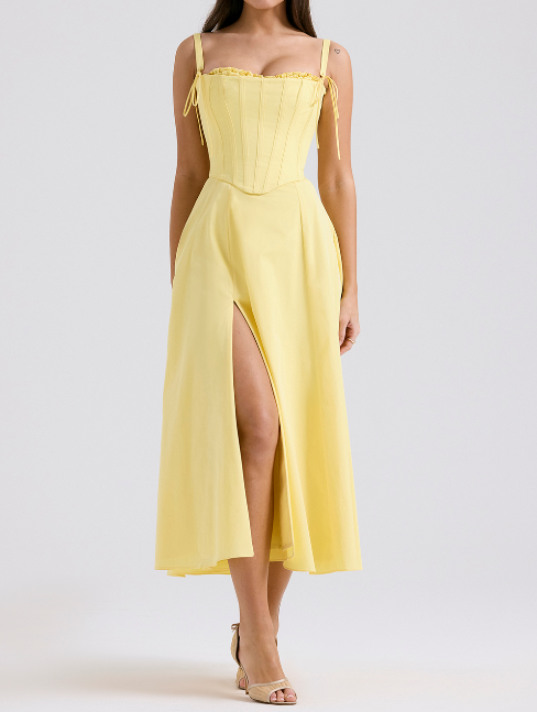 knee length dresses for ladies Flounce Midi Summer Dress Yellow Pavlova / M main image 0