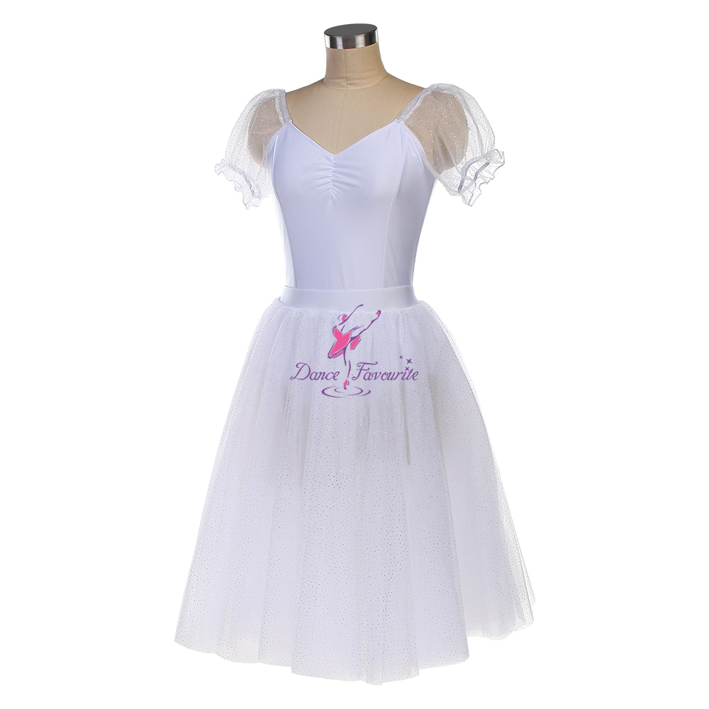 25151 White Leotard with Seperated Long Romantic Tutu Ballet Costume Tutu