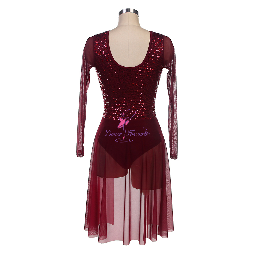 25130 Burgundy Lyrical Dance Costumes
