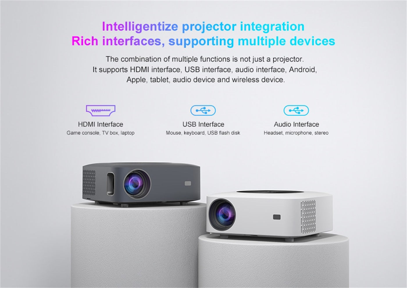  ﻿F1 ODM/OED Portable Android Projector Smart Video Cinemas Mini 1080P For Hotels, Schools, Office, Entertainment, Outdoors  