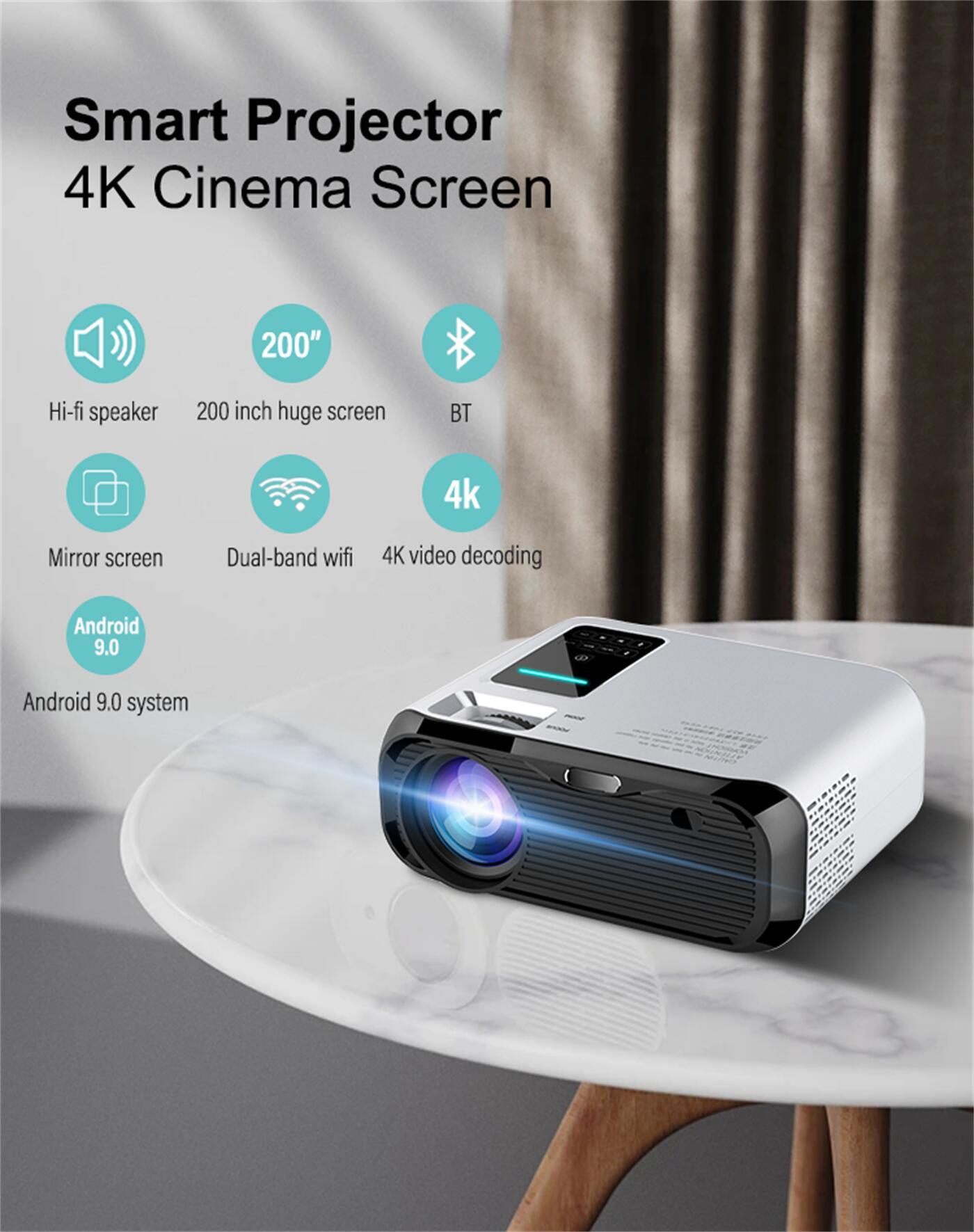 250 Ansi Lumin Dual WiFi Smart Android WiFi  BT5.0 Android 9 Mini Portable Pocket LCD Projector  