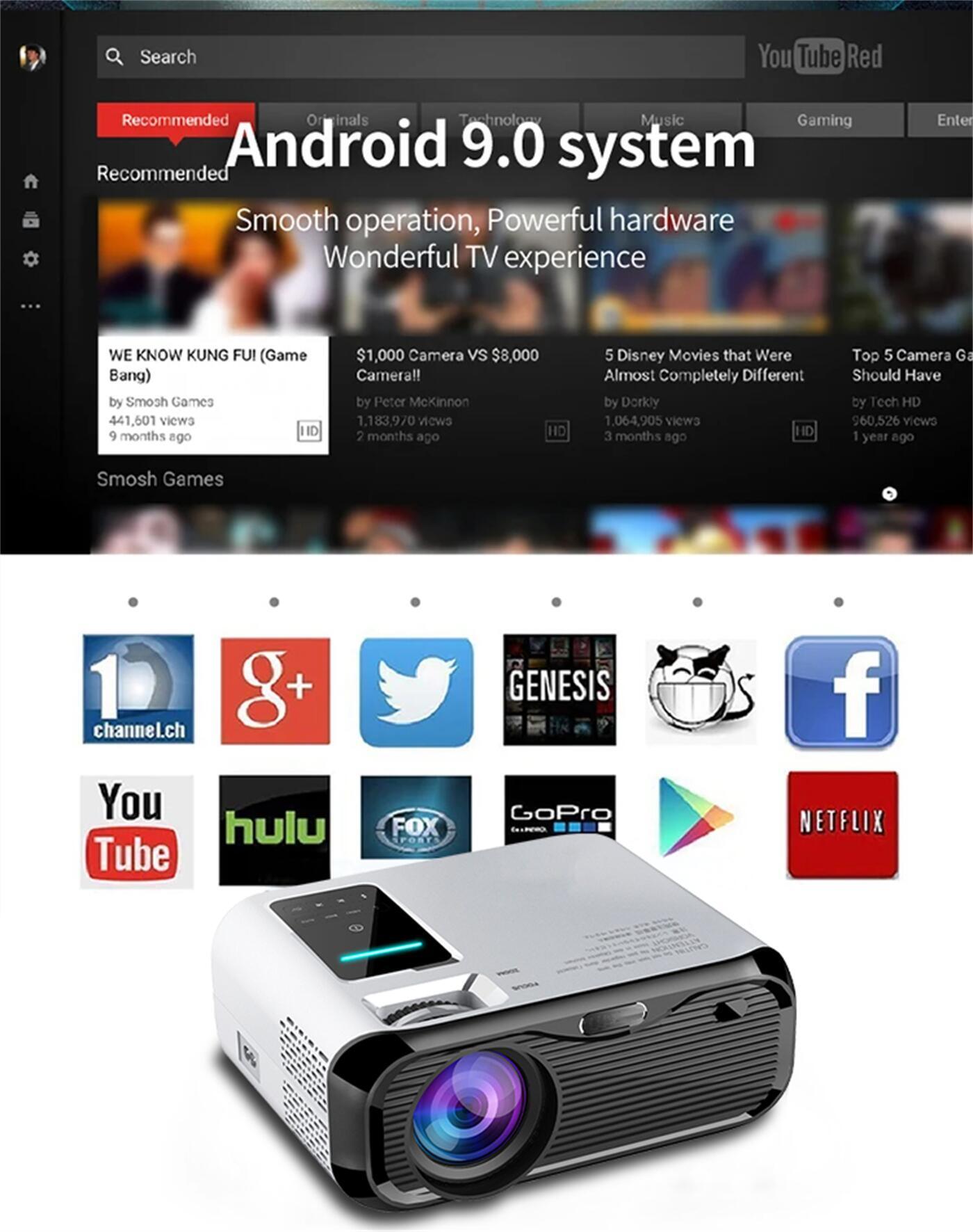 250 Ansi Lumin Dual WiFi Smart Android WiFi  BT5.0 Android 9 Mini Portable Pocket LCD Projector  