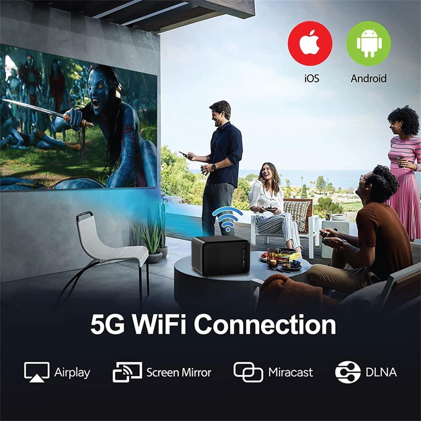 400 Ansi Lumin Dual WiFi Smart Android WiFi  BT5.0 Android 9 Mini Portable Pocket LCD Projector   