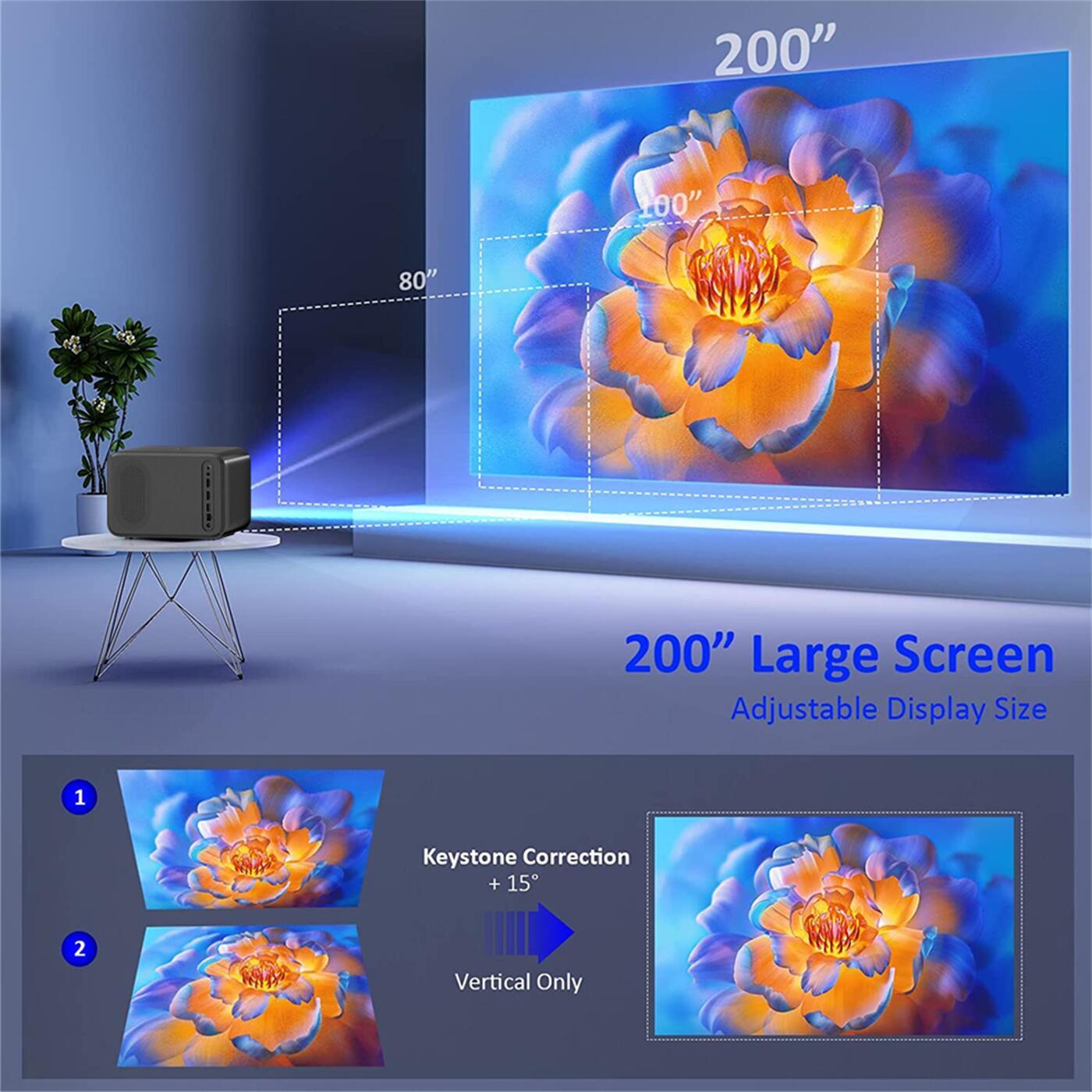 400 Ansi Lumin Dual WiFi Smart Android WiFi  BT5.0 Android 9 Mini Portable Pocket LCD Projector   