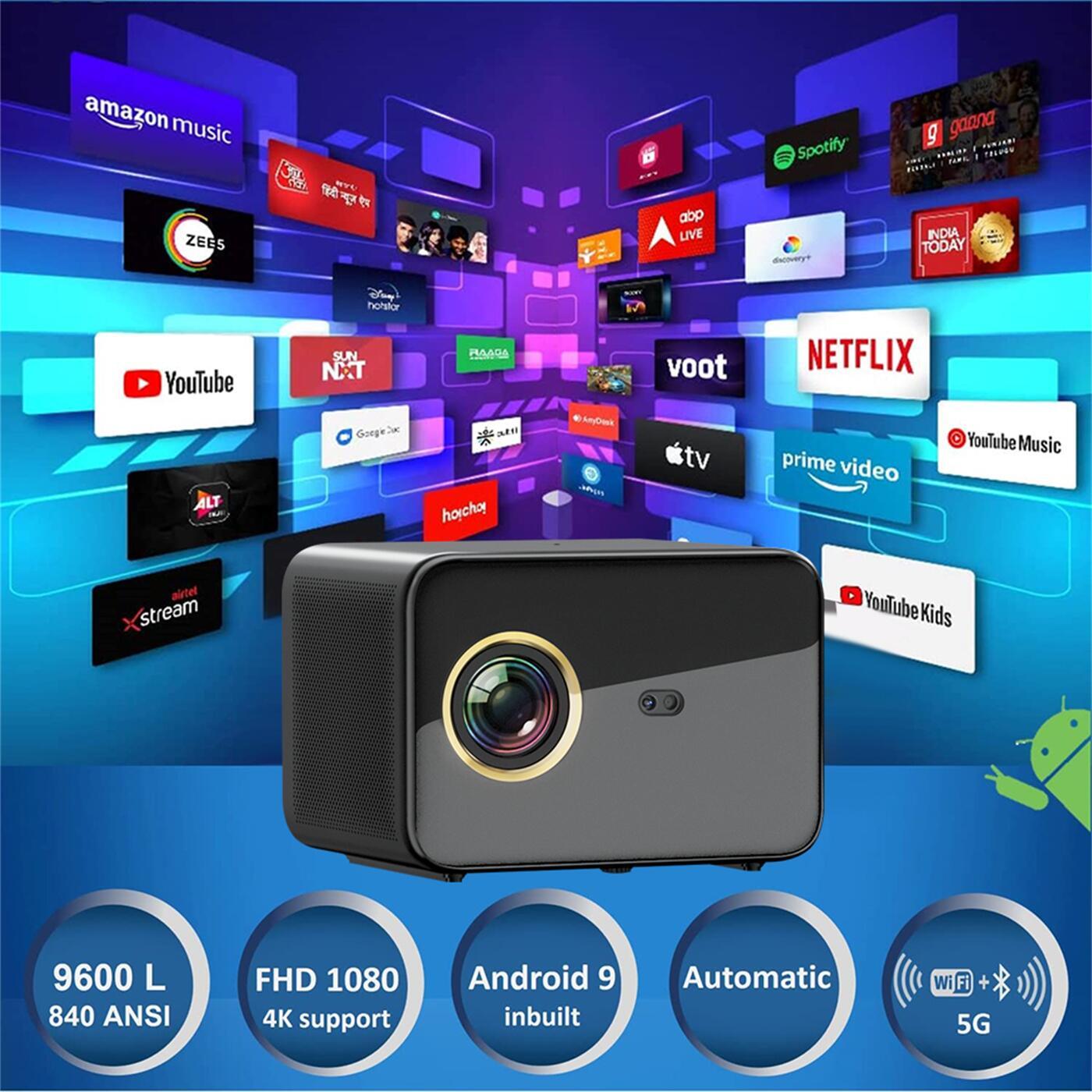 400 Ansi Lumin Dual WiFi Smart Android WiFi  BT5.0 Android 9 Mini Portable Pocket LCD Projector   