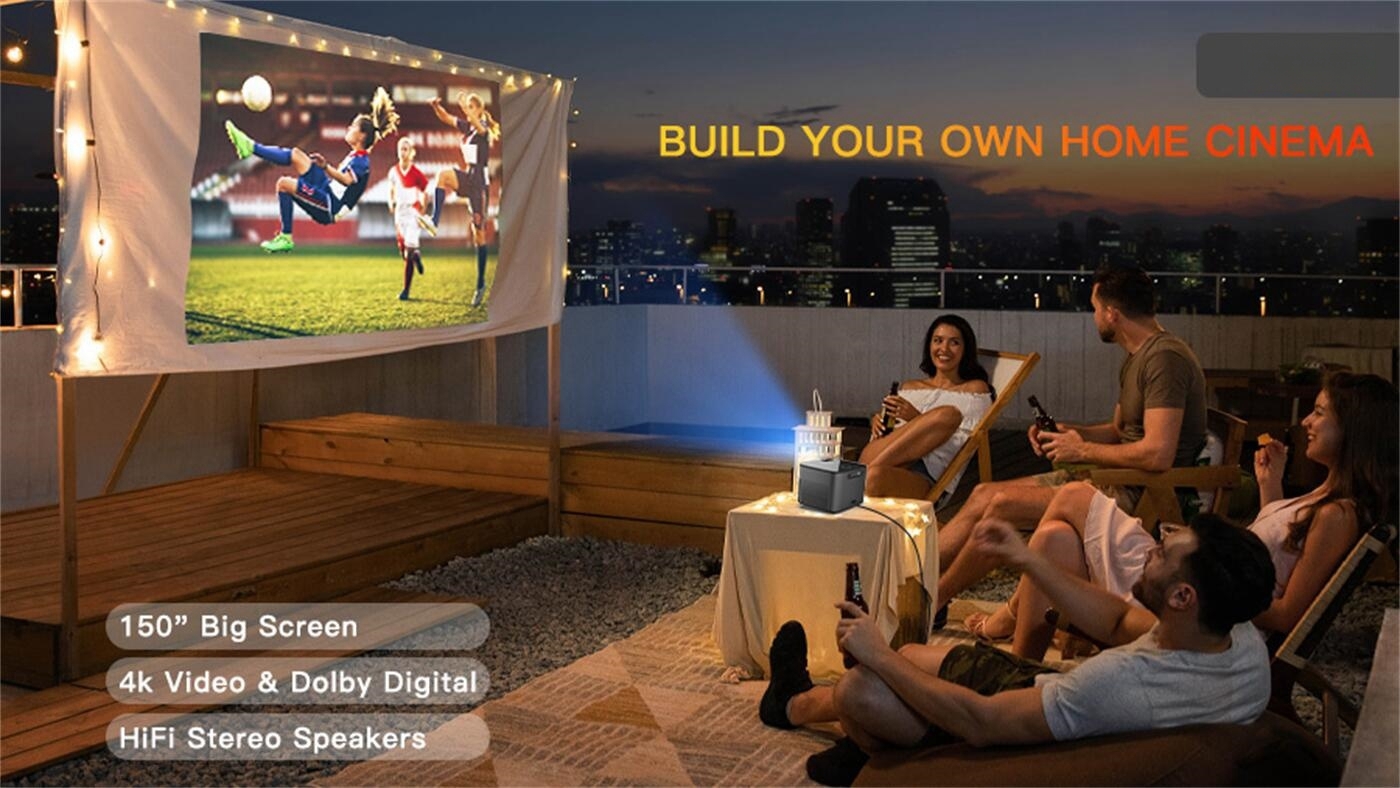 500 Ansi Lumin Dual WiFi Smart Android WiFi  BT5.0 Android 9 Mini Portable Pocket LCD Projector  