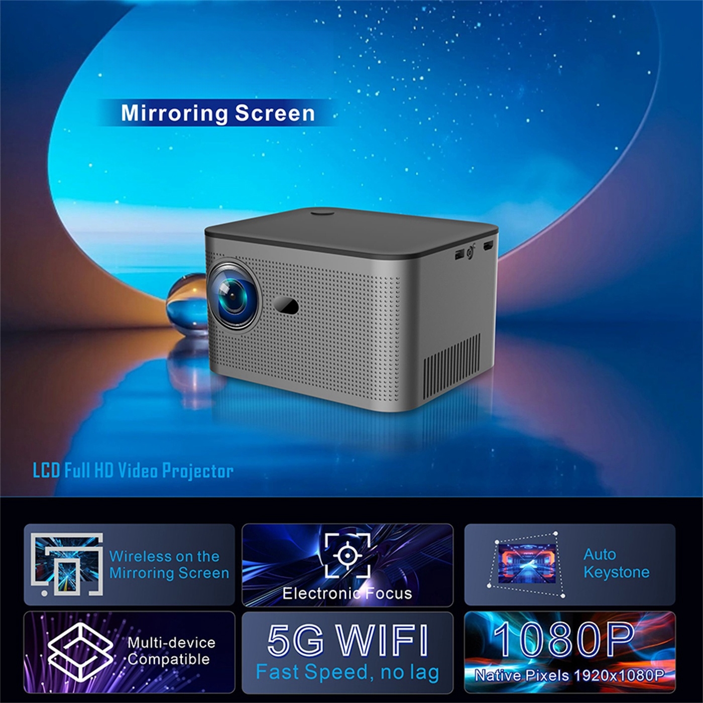 400 Ansi Lumin Smart Projector LCD Proyector Mini Home Theater 4k Android OS  
