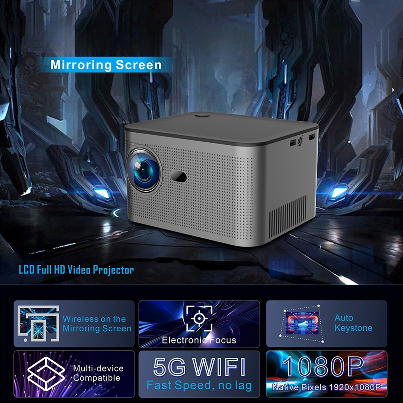 400 Ansi Lumin Smart Projector LCD Proyector Mini Home Theater 4k Android OS  