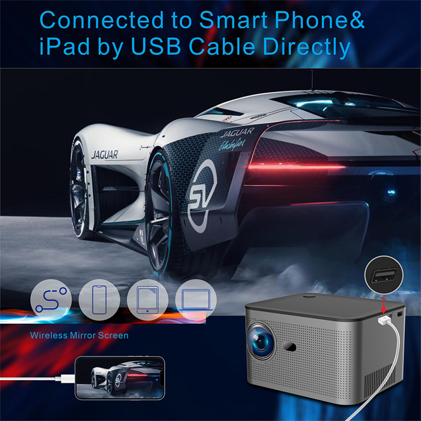 400 Ansi Lumin Smart Projector LCD Proyector Mini Home Theater 4k Android OS  