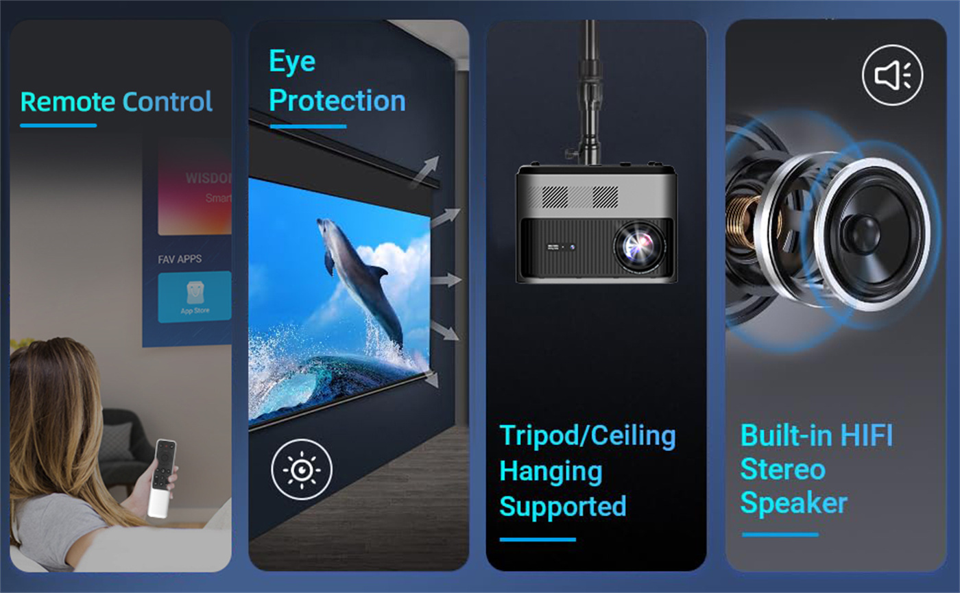 500 Ansi Lumin Android Muni 4K Support Projectors Mobile Phone 4G Android 1920X1080 App Story Telling Enclosed Projector For Study  