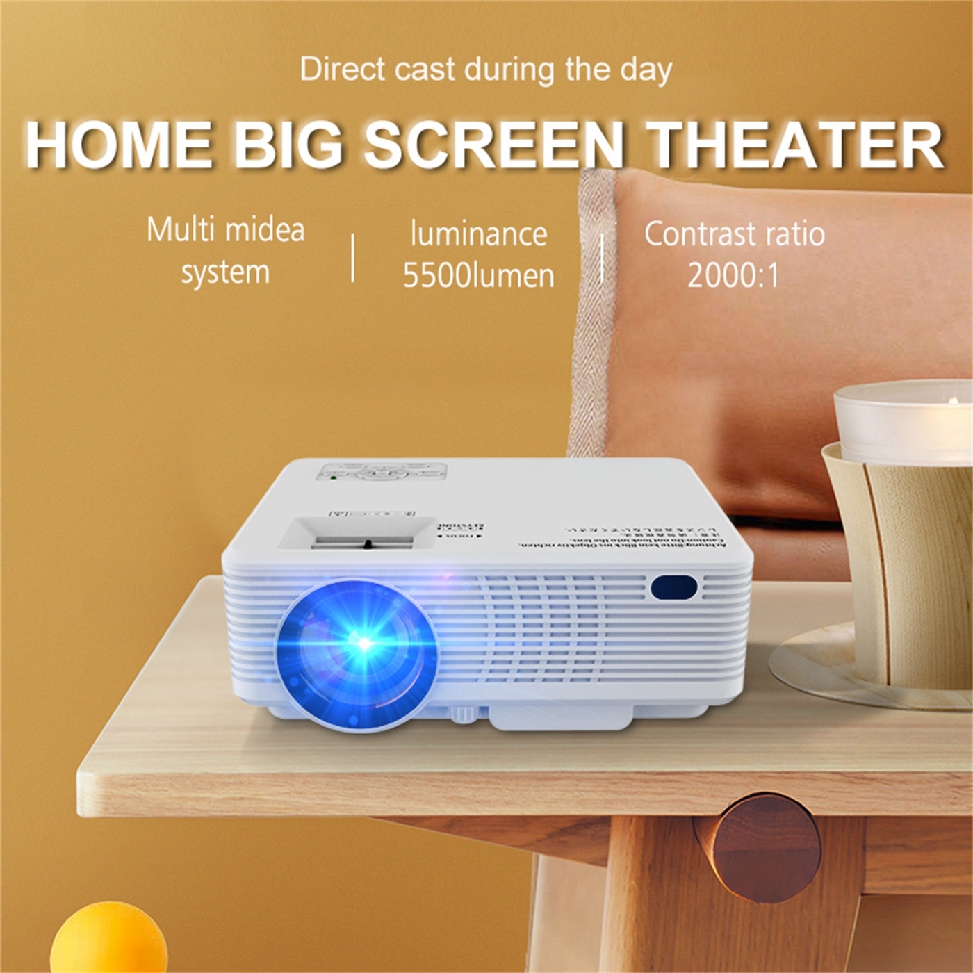 250 Ansi Lumin 2K 720P Full HD Video Proyector Home Cinema Home Theater Smart Phone Projector Mini Big Screen Beamer  