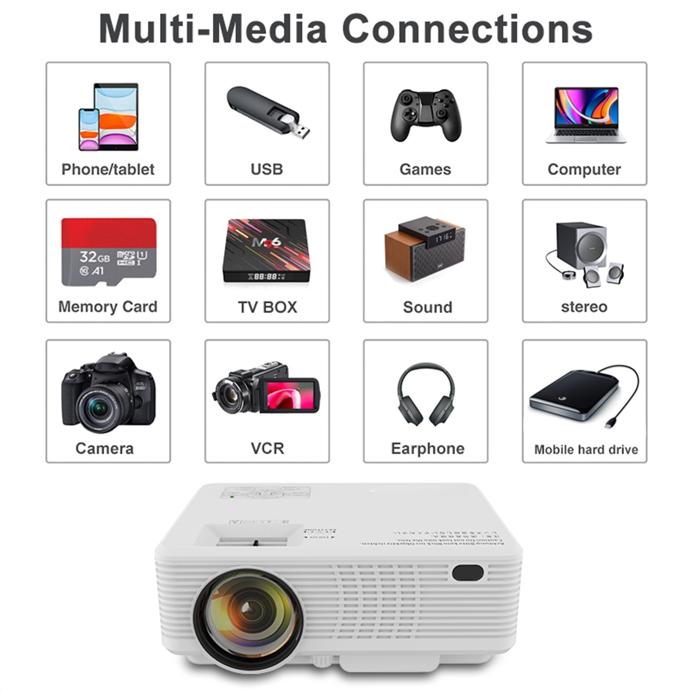 250 Ansi Lumin 2K 720P Full HD Video Proyector Home Cinema Home Theater Smart Phone Projector Mini Big Screen Beamer  