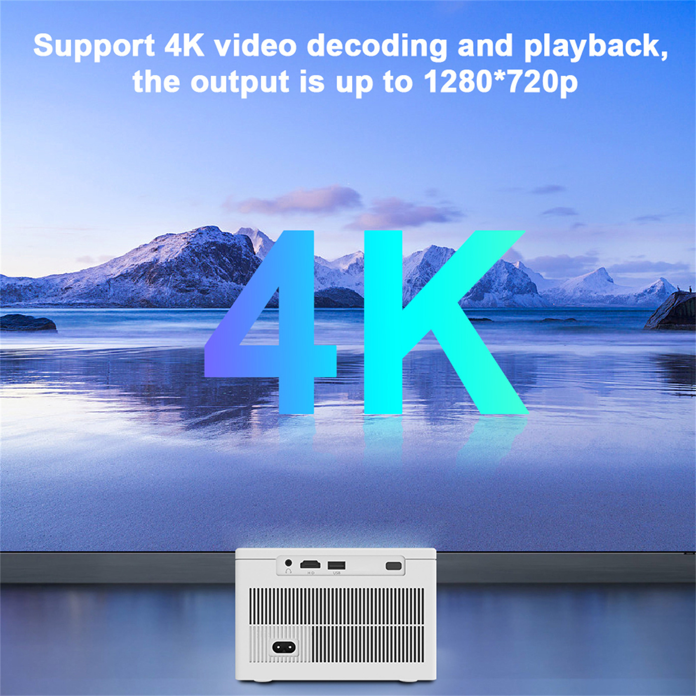 MOQ 200PCS / 200 ANSI Lumins Smart Portable Projector Quad Core Android 9 Dual WIFI 2K Video 720P Home Theater Projector 1GB+8GB Memory White / Grey  