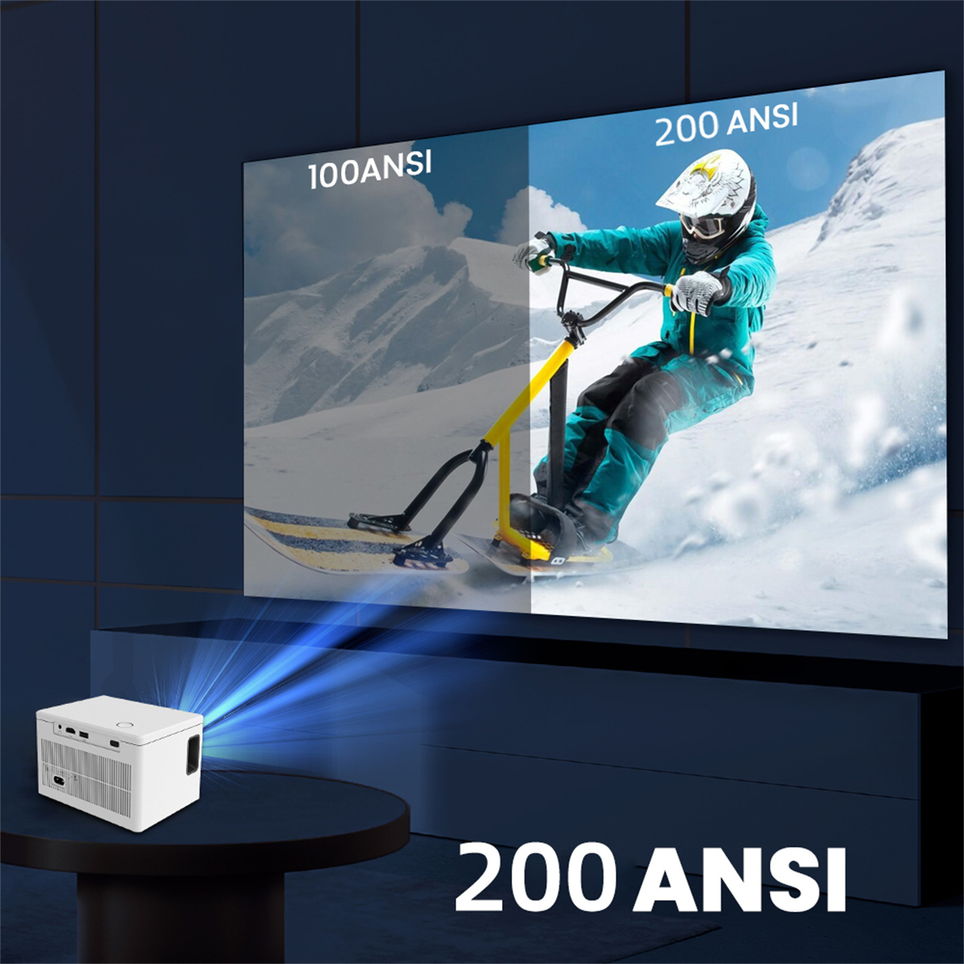 MOQ 200PCS / 200 ANSI Lumins Smart Portable Projector Quad Core Android 9 Dual WIFI 2K Video 720P Home Theater Projector 1GB+8GB Memory White / Grey  