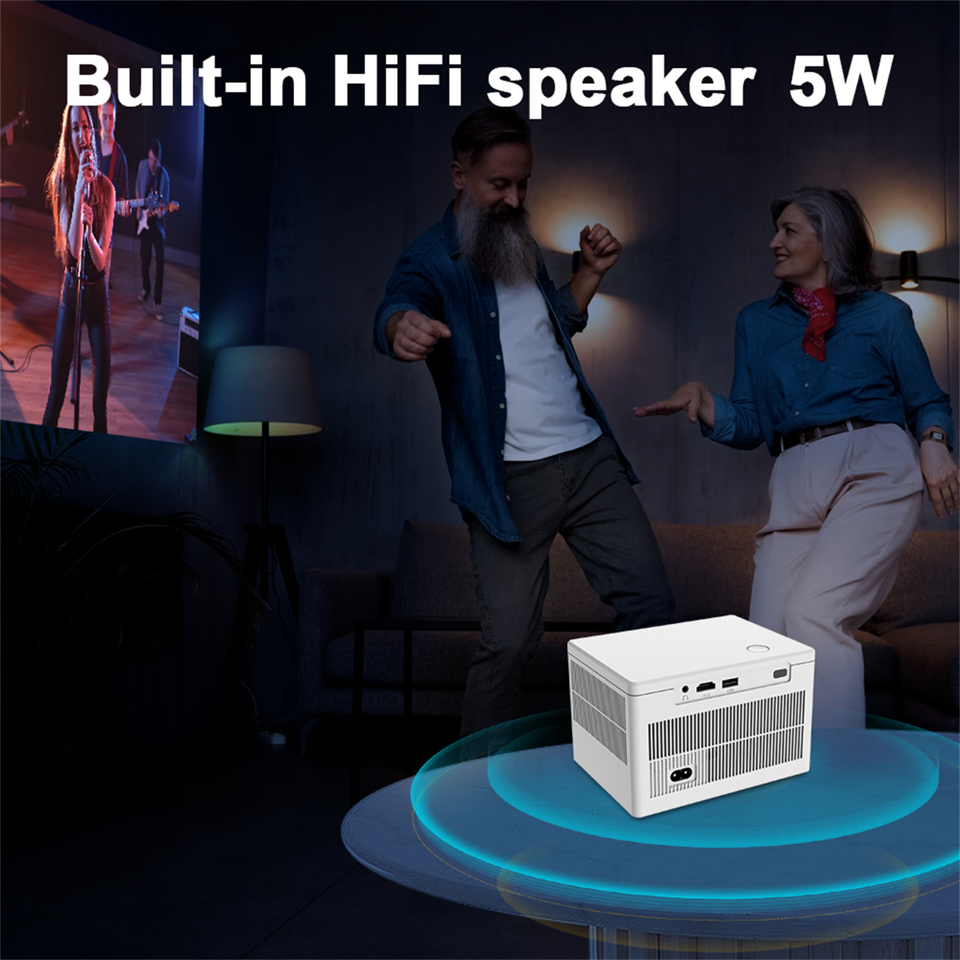 MOQ 200PCS / 200 ANSI Lumins Smart Portable Projector Quad Core Android 9 Dual WIFI 2K Video 720P Home Theater Projector 1GB+8GB Memory White / Grey  