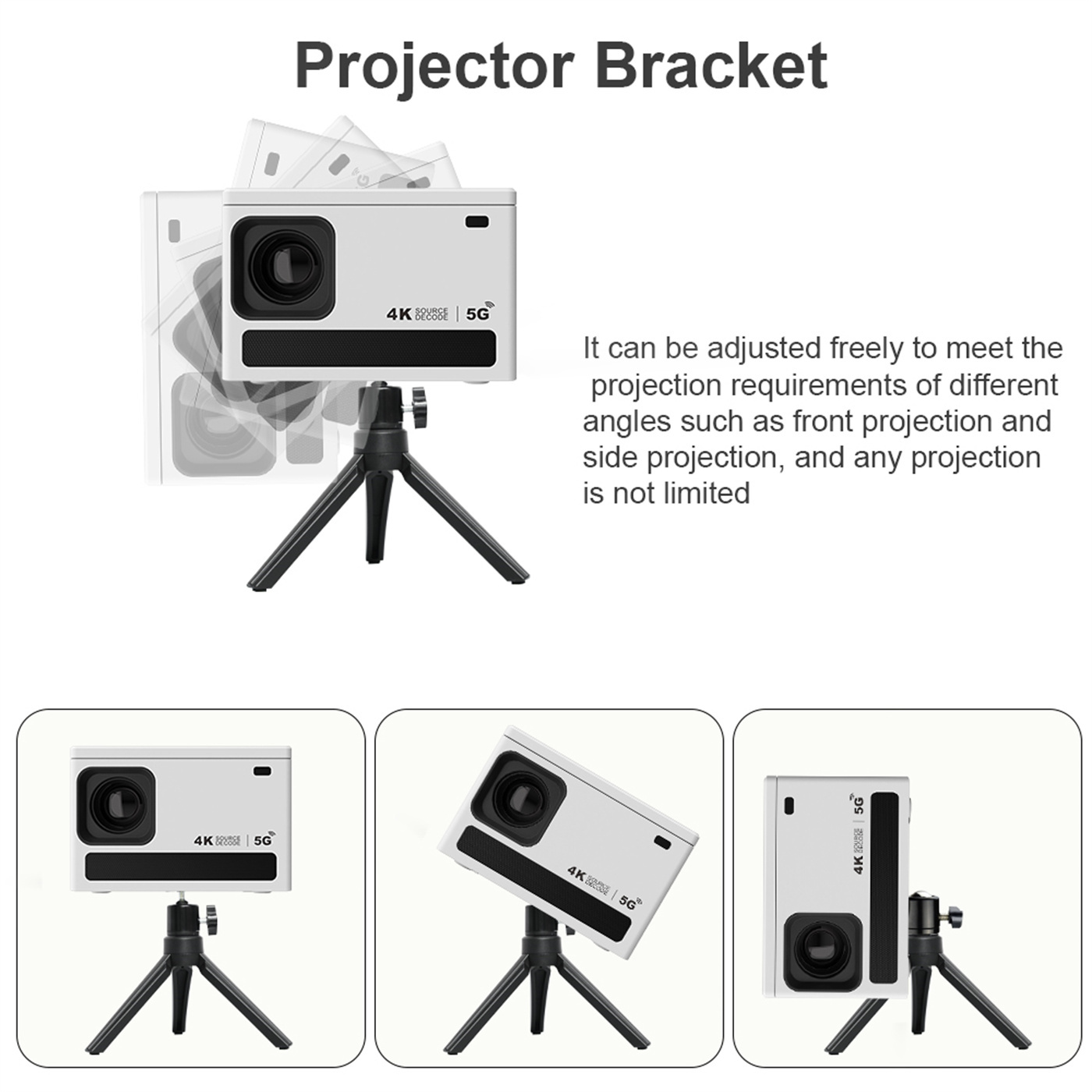 MOQ 200PCS / 200 ANSI Lumins Smart Portable Projector Quad Core Android 9 Dual WIFI 2K Video 720P Home Theater Projector 1GB+8GB Memory White / Grey  
