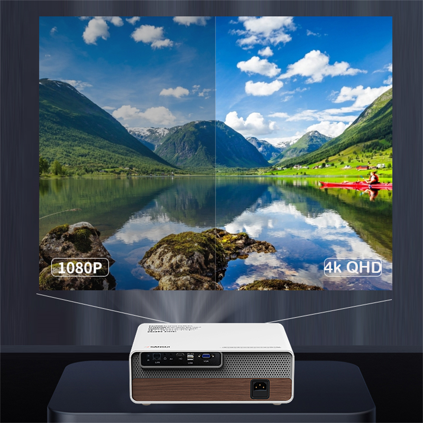 New Updated 1000 Ansi Lumens 1080P Projector] Updated High Brightness 1080P Full HD LED LCD Portable Home Theater Projector  