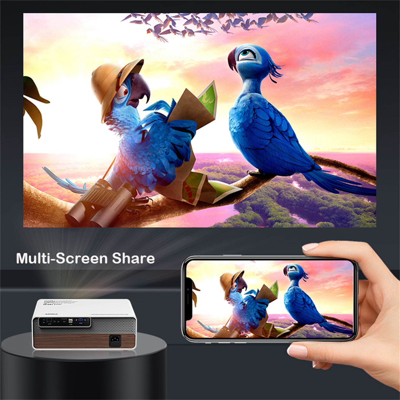 New Updated 1000 Ansi Lumens 1080P Projector] Updated High Brightness 1080P Full HD LED LCD Portable Home Theater Projector  