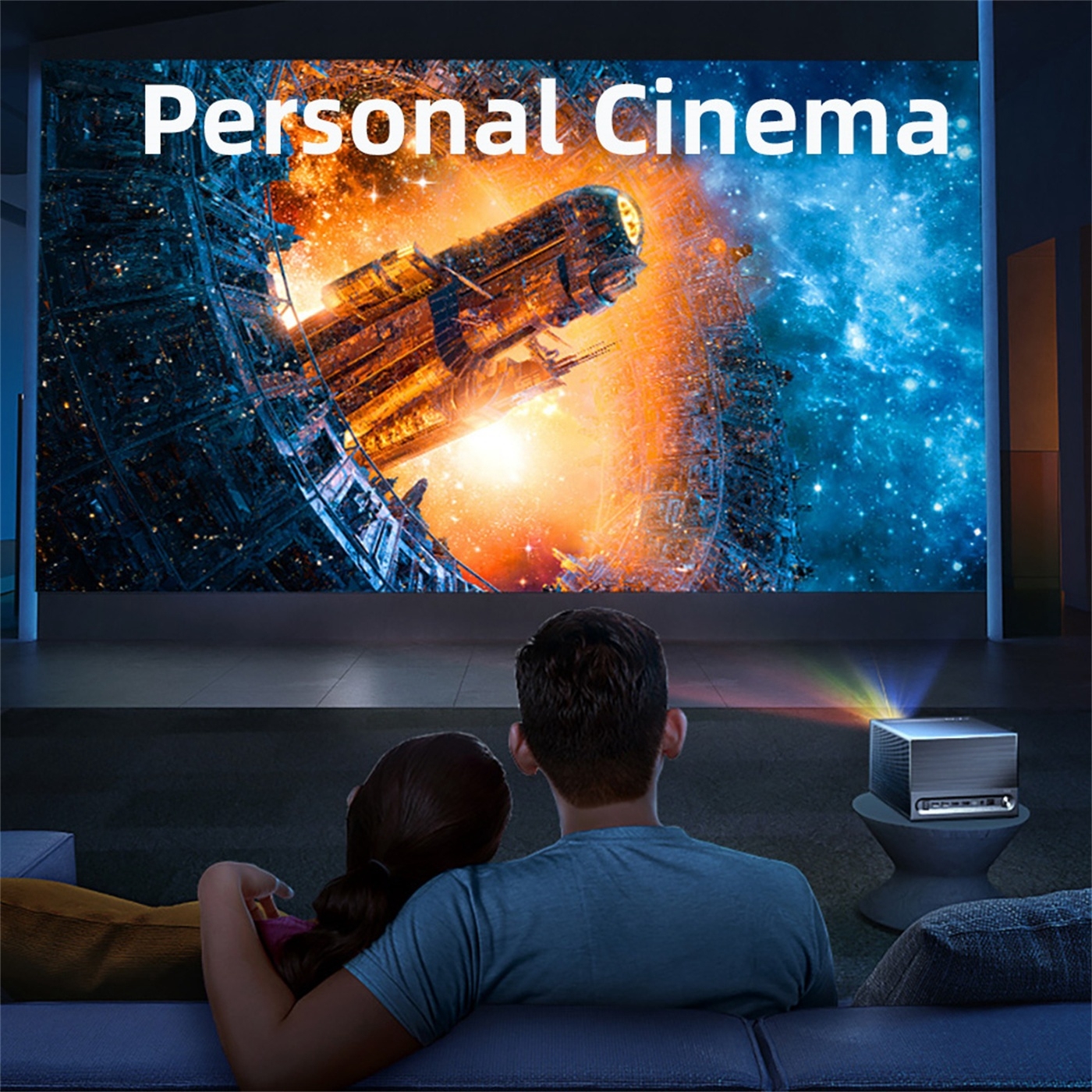 900ANSI Lumins Smart Portable Projector Quad Core Android 9 Dual WIFI LCD 4K Video 720P Home Theater Projector 4K Projector  2GB+32GB Memory  