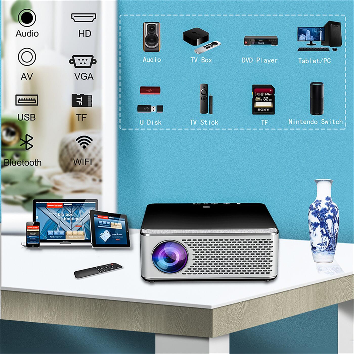 Mini Portable Projector Video Projector Screen Mirroring HD LED Video Projector Home Theater  