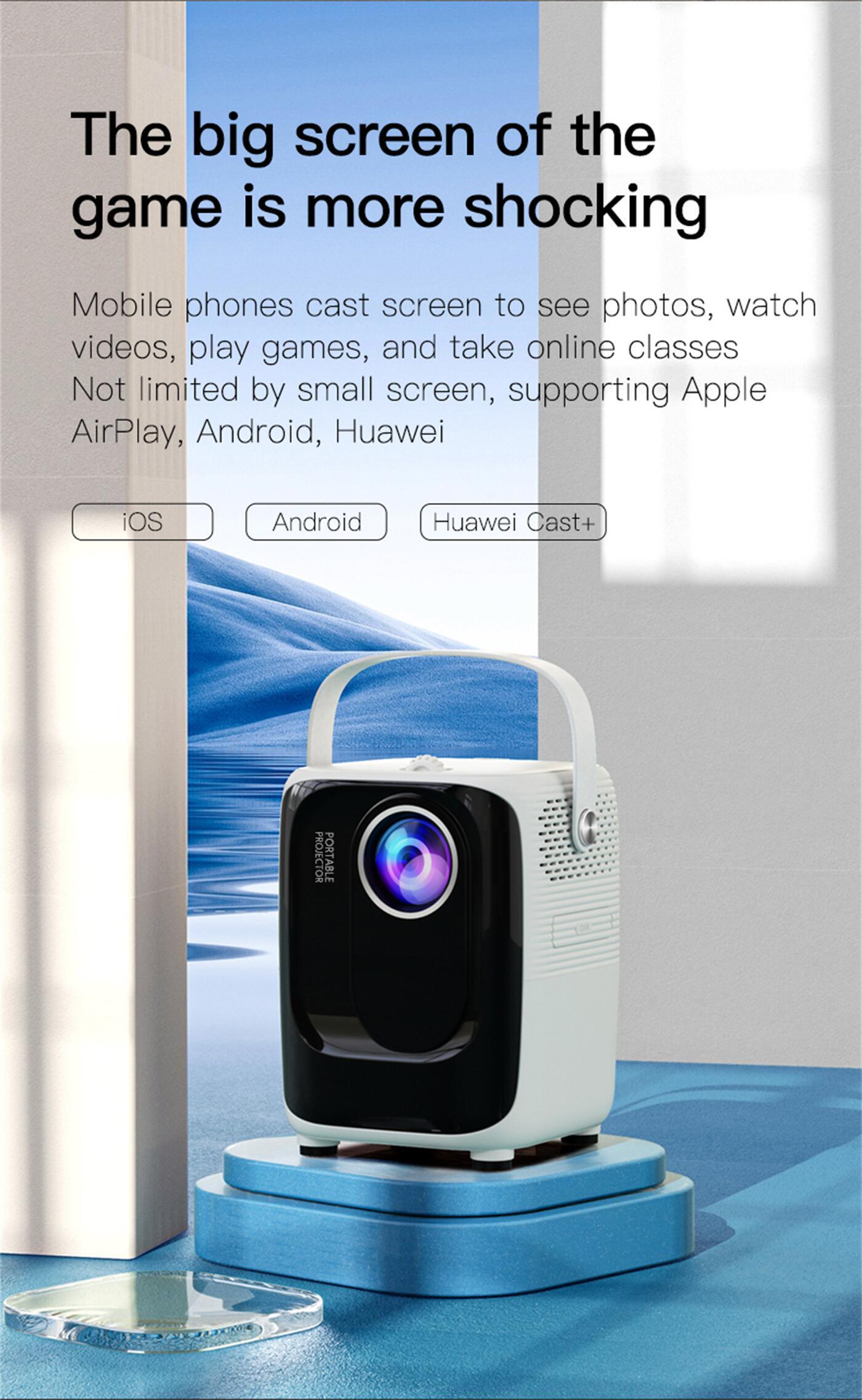Outdoors Mini Android Projectors Portable Home with Same Screen Netflix Youtube Prime Video  