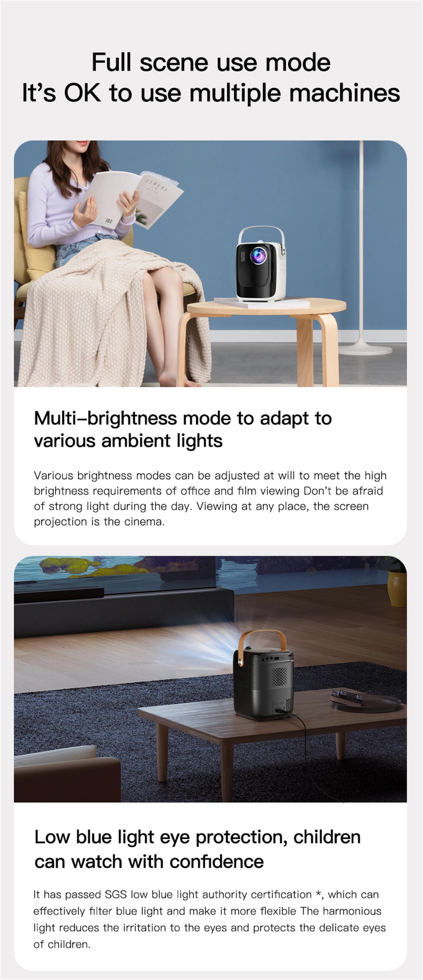 Outdoors Mini Android Projectors Portable Home with Same Screen Netflix Youtube Prime Video  
