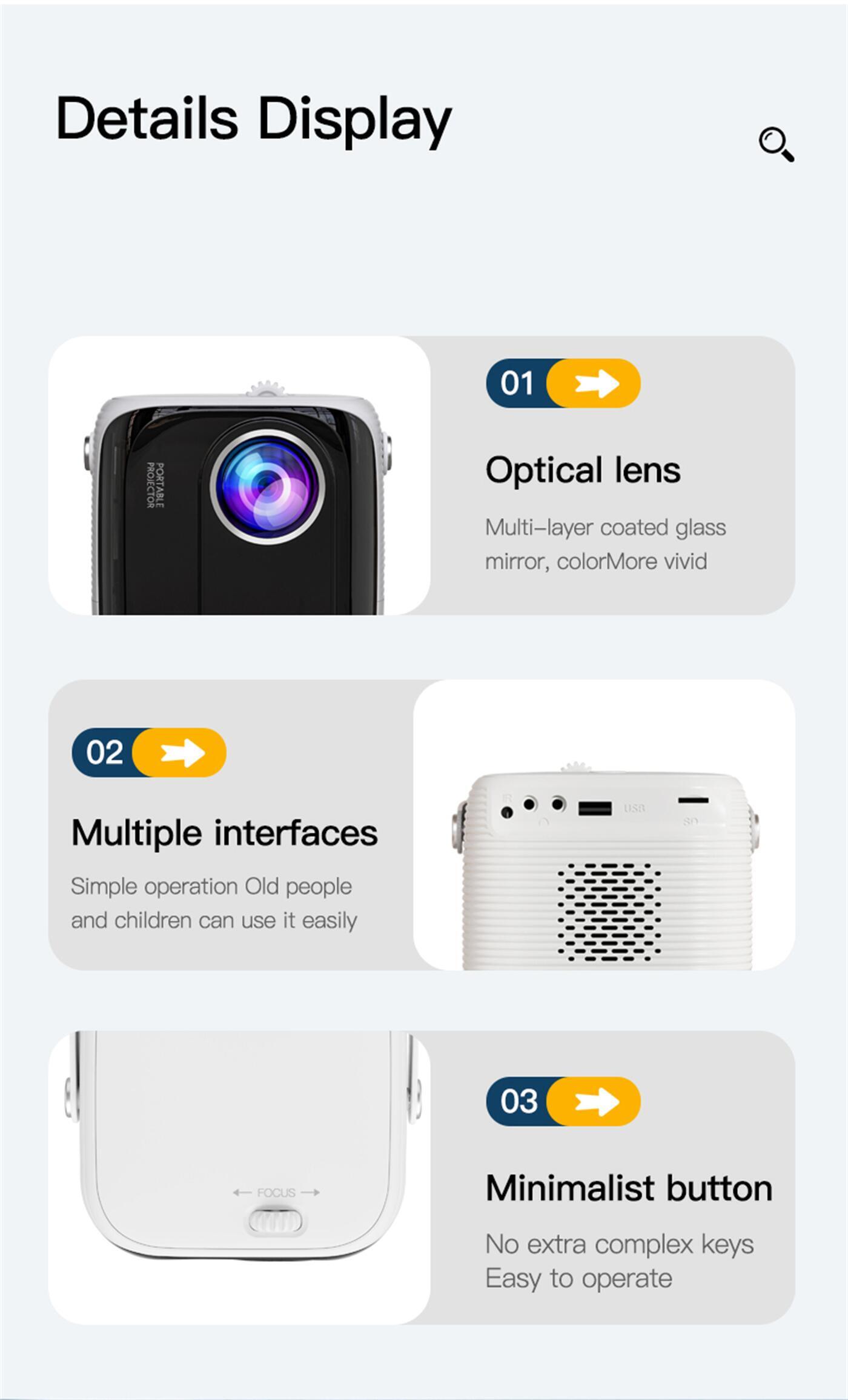 Outdoors Mini Android Projectors Portable Home with Same Screen Netflix Youtube Prime Video  