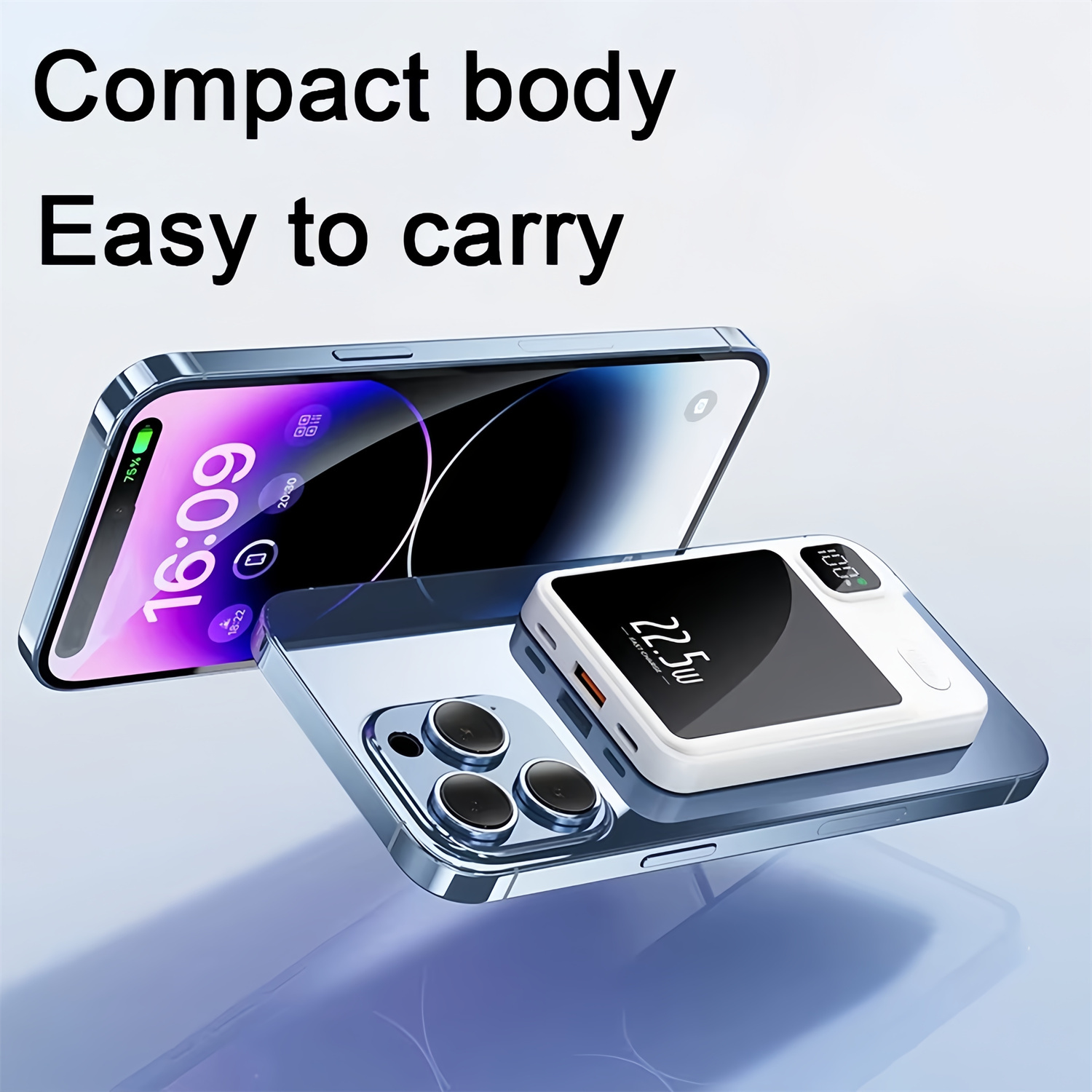 10000mAh 5000mAh Magnetic Wireless Power Bank 22.5W Super Fast Charging Ultra Capacity Metal Spare Battery Charger External Powerbank For iPhone15 Samsung Xiaomi MacSafe Daily Travel Office Use  