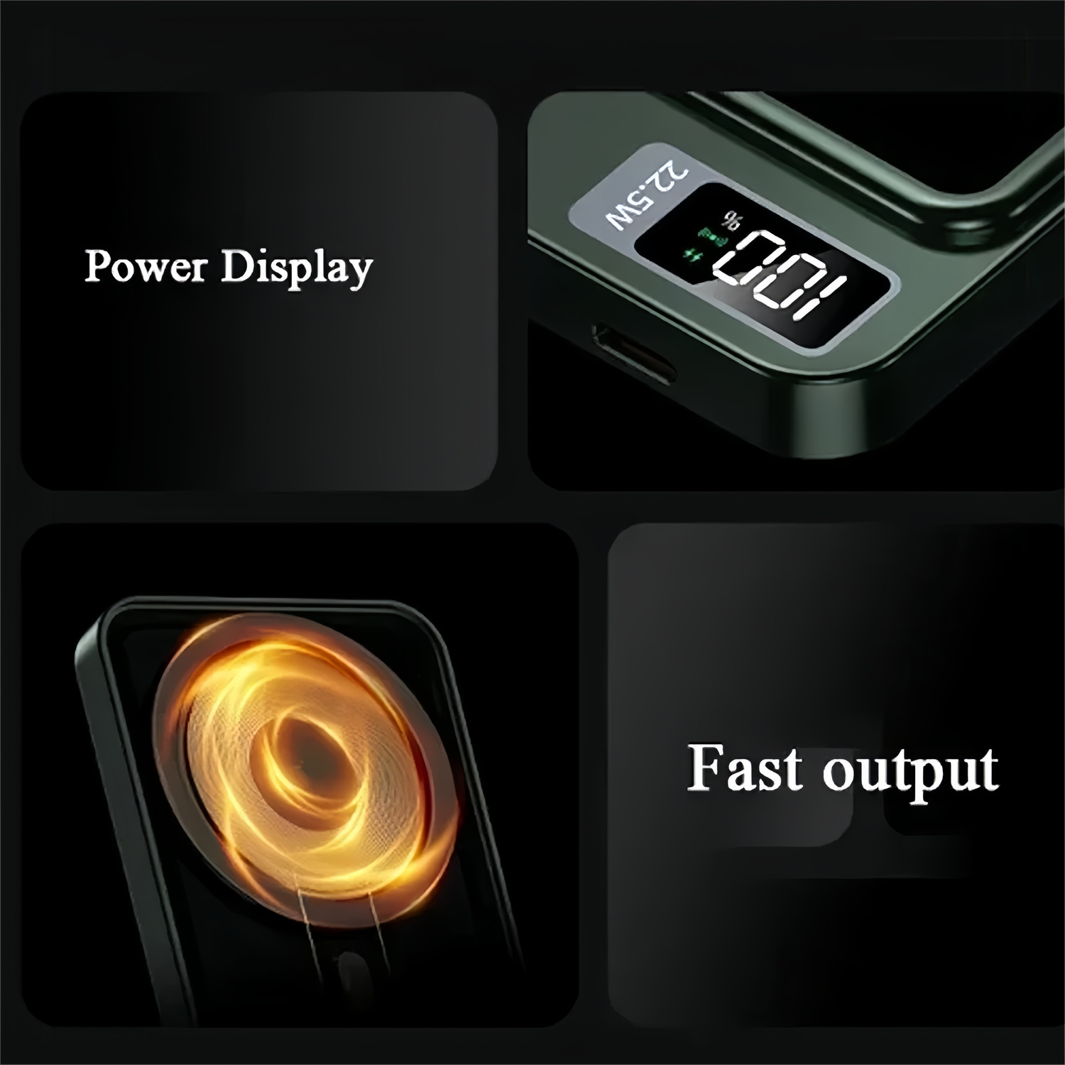 10000mAh 5000mAh Magnetic Wireless Power Bank 22.5W Super Fast Charging Ultra Capacity Metal Spare Battery Charger External Powerbank For iPhone15 Samsung Xiaomi MacSafe Daily Travel Office Use  