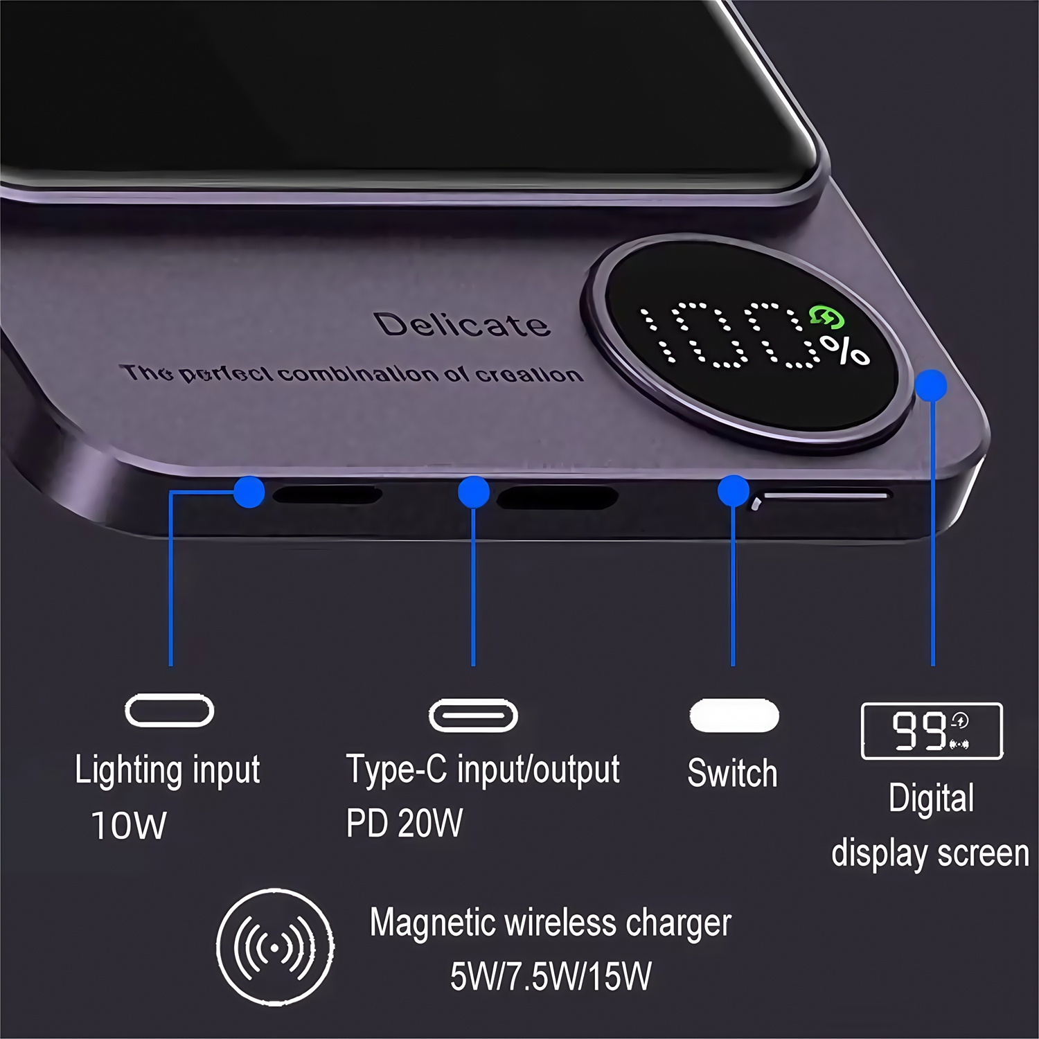 10000mAh 5000mAh Magnetic Wireless Charger Power Bank PD 20W Fast Charging Metal Powerbank External Spare Battery For iPhone MacSafe Daily Travel Office Use 10000mAh 5000mAh Magnetic Wireless Charger Power Bank PD 20W Fast Charging Metal Powerbank External Spare Battery For iPhone MacSafe Daily Travel Office Use portable Power bank,xiaomi power bank,iphone power bank,samsung power bank,fast charging power bank,22W power bank,10000mah power bank,20000mah power bank,power bank factory,power bank wholesale