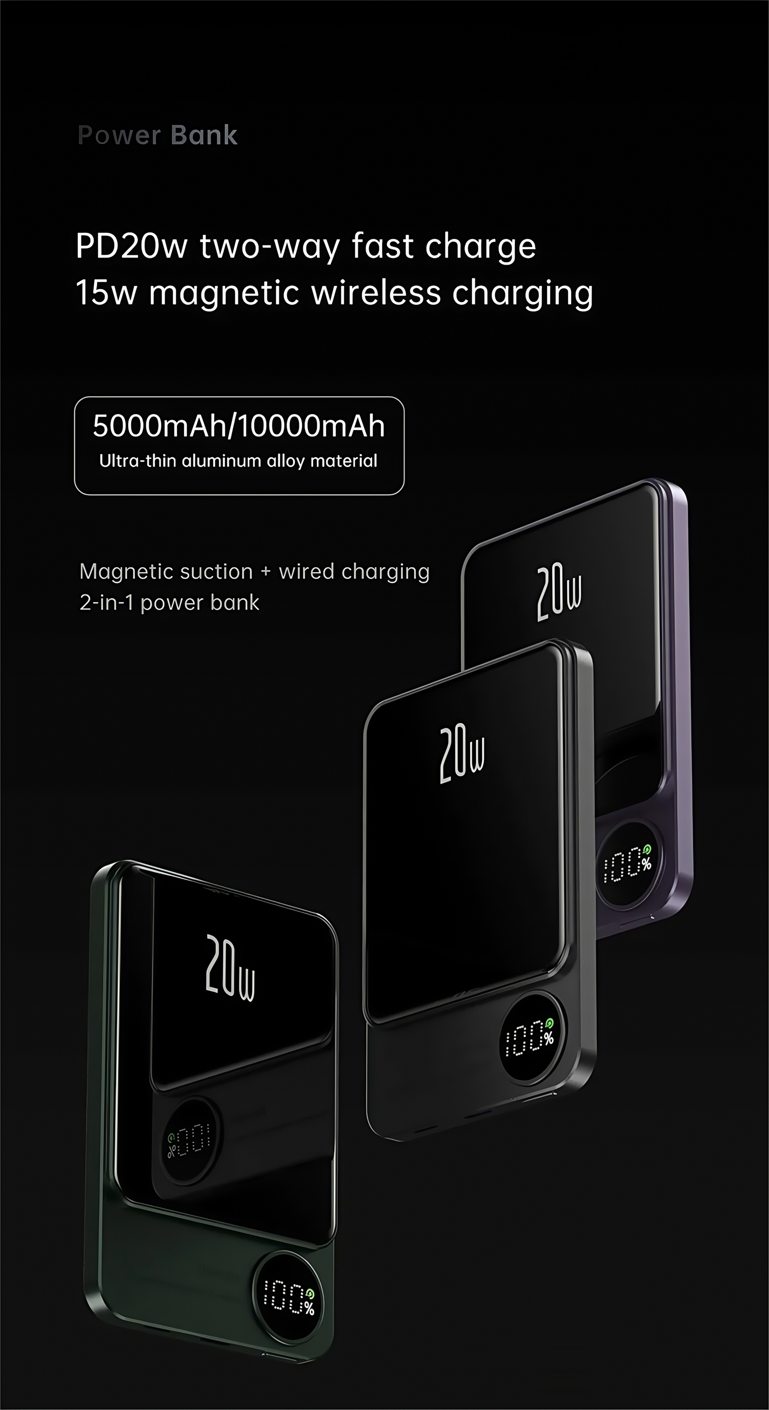 10000mAh 5000mAh Magnetic Wireless Charger Power Bank PD 20W Fast Charging Metal Powerbank External Spare Battery For iPhone MacSafe Daily Travel Office Use 10000mAh 5000mAh Magnetic Wireless Charger Power Bank PD 20W Fast Charging Metal Powerbank External Spare Battery For iPhone MacSafe Daily Travel Office Use portable Power bank,xiaomi power bank,iphone power bank,samsung power bank,fast charging power bank,22W power bank,10000mah power bank,20000mah power bank,power bank factory,power bank wholesale