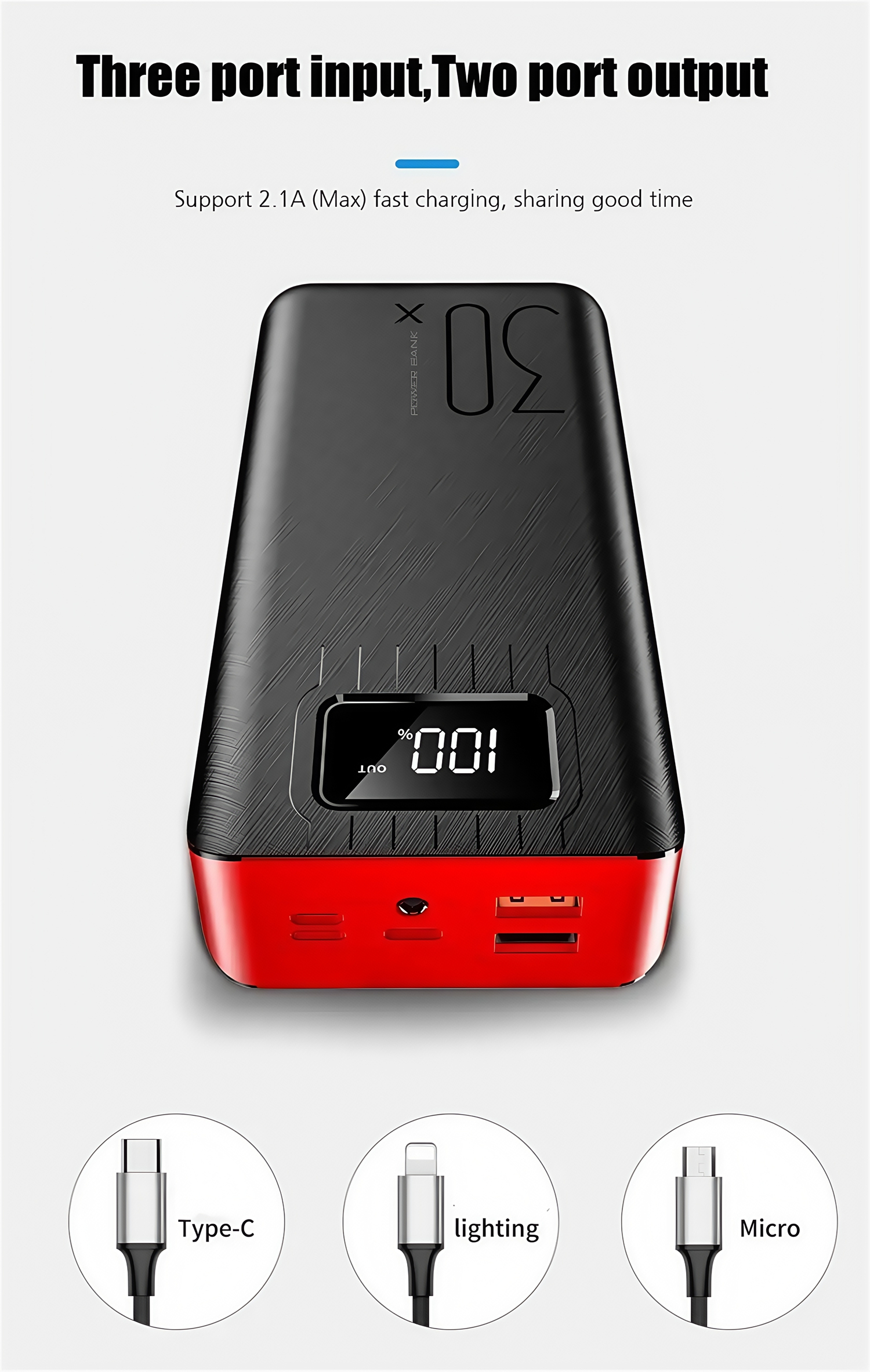 30000mAh 20000mAh Power Bank Portable Fast Charging 3USB External Battery Charger For Xiaomi iPhone Samsung With Built-in Charging Wire Safety Protections 30000mAh 20000mAh Power Bank Portable Fast Charging 3USB External Battery Charger For Xiaomi iPhone Samsung With Built-in Charging Wire Safety Protections Large Capacity Power bank,Storage Battery Pack,Outdoor camping,Car Emergency Power Supply,xiaomi power bank,iphone power bank,samsung power bank,fast charging power bank