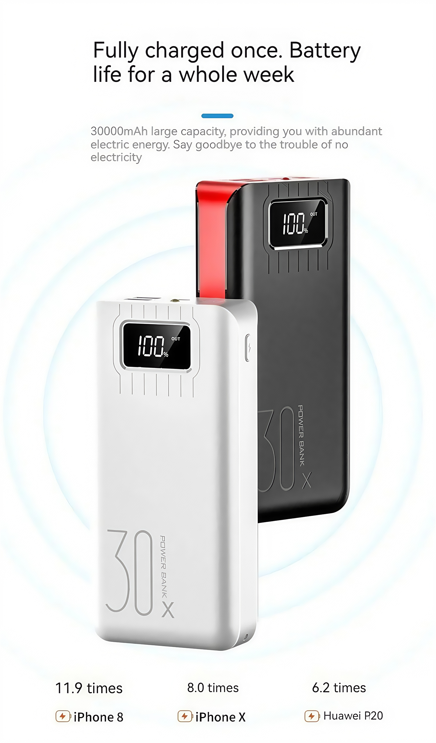 30000mAh 20000mAh Power Bank Portable Fast Charging 3USB External Battery Charger For Xiaomi iPhone Samsung With Built-in Charging Wire Safety Protections 30000mAh 20000mAh Power Bank Portable Fast Charging 3USB External Battery Charger For Xiaomi iPhone Samsung With Built-in Charging Wire Safety Protections Large Capacity Power bank,Storage Battery Pack,Outdoor camping,Car Emergency Power Supply,xiaomi power bank,iphone power bank,samsung power bank,fast charging power bank
