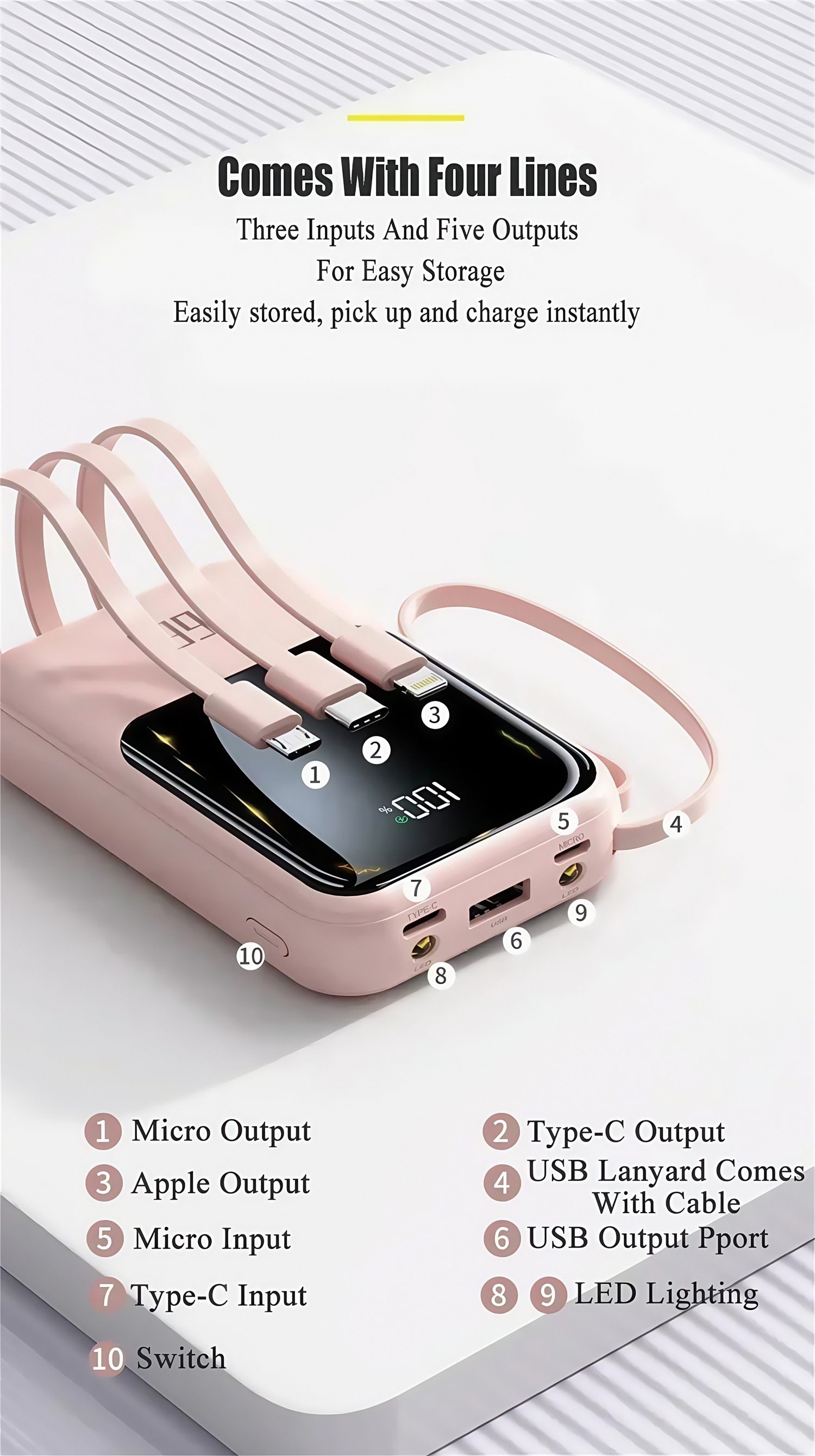 66W Super Fast Charging 10000mAh Real Capacity Power Bank PD22.5W Built In Four Cables Portable Charger External Battery for Xiaomi Samsung Huawei iPhone Office Travel Daily Use 66W Super Fast Charging 10000mAh Real Capacity Power Bank PD22.5W Built In Four Cables Portable Charger External Battery for Xiaomi Samsung Huawei iPhone Office Travel Daily Use portable Power bank,xiaomi power bank,iphone power bank,samsung power bank,fast charging power bank,22W power bank,10000mah power bank,20000mah power bank,power bank factory,power bank wholesale
