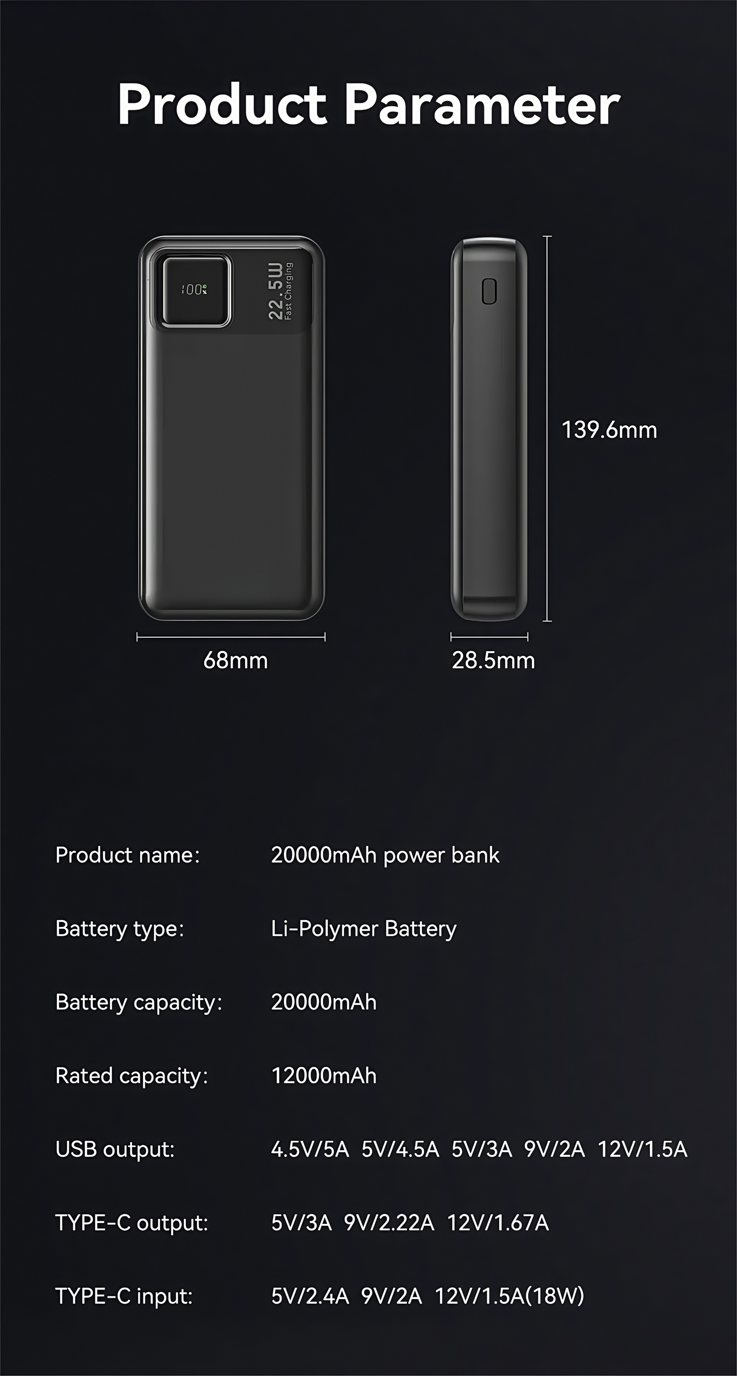 22.5W Fast Charging Business Power Bank 20000mAh Portable External Big Battery Capacity Powerbank Charger For Xiaomi Redmi iPhone Samsung 22.5W Fast Charging Business Power Bank 20000mAh Portable External Big Battery Capacity Powerbank Charger For Xiaomi Redmi iPhone Samsung Large Capacity Power bank,Storage Battery Pack,Outdoor camping,Car Emergency Power Supply,xiaomi power bank,iphone power bank,samsung power bank,fast charging power bank