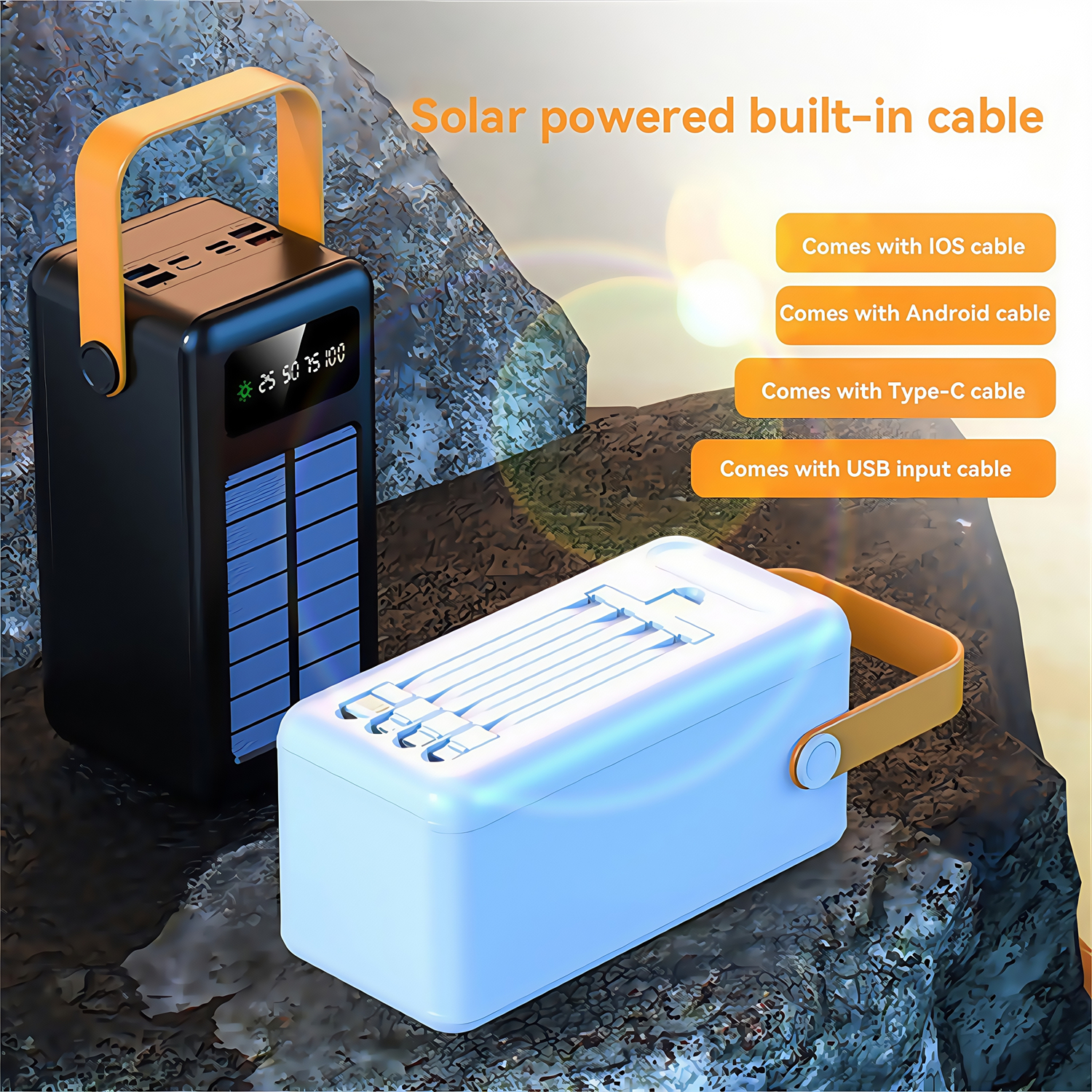 100000mAh 50000mAh Power Bank Solar Portable Large Capacity With Four Detachable Built-in Charging Wire For Outdoor Camping Dormitory Use 100000mAh 50000mAh Power Bank Solar Portable Large Capacity With Four Detachable Built-in Charging Wire For Outdoor Camping Dormitory Use Portable Power Station,Solar Generator,200W Solar Panel,Large Capacity Power Supply,Storage Battery Pack,Outdoor camping,Car Emergency Power Supply,Family use power station,solar power bank,power bank
