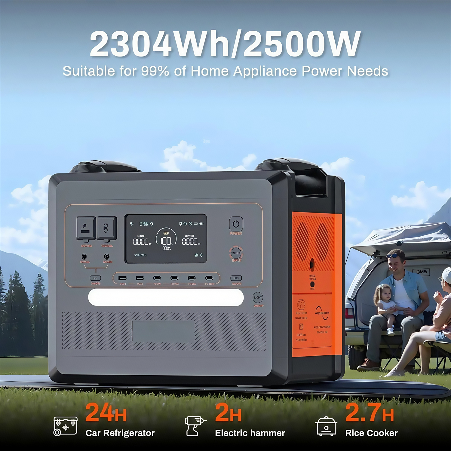 2500W 675000mAh 2304Wh Portable Power Station Large Capacity Solar Generator Storage Battery Pack 200W Solar Panel For Car Emergency Power Family Use Outdoors Office Smartphone Laptop Charging 2500W 675000mAh 2304Wh Portable Power Station Large Capacity Solar Generator Storage Battery Pack 200W Solar Panel For Car Emergency Power Family Use Outdoors Office Smartphone Laptop Charging 2500W Portable Power Station,Solar Generator,200W Solar Panel,Large Capacity Power Supply,Storage Battery Pack,Outdoors,Car Emergency Power Supply,Family use power station