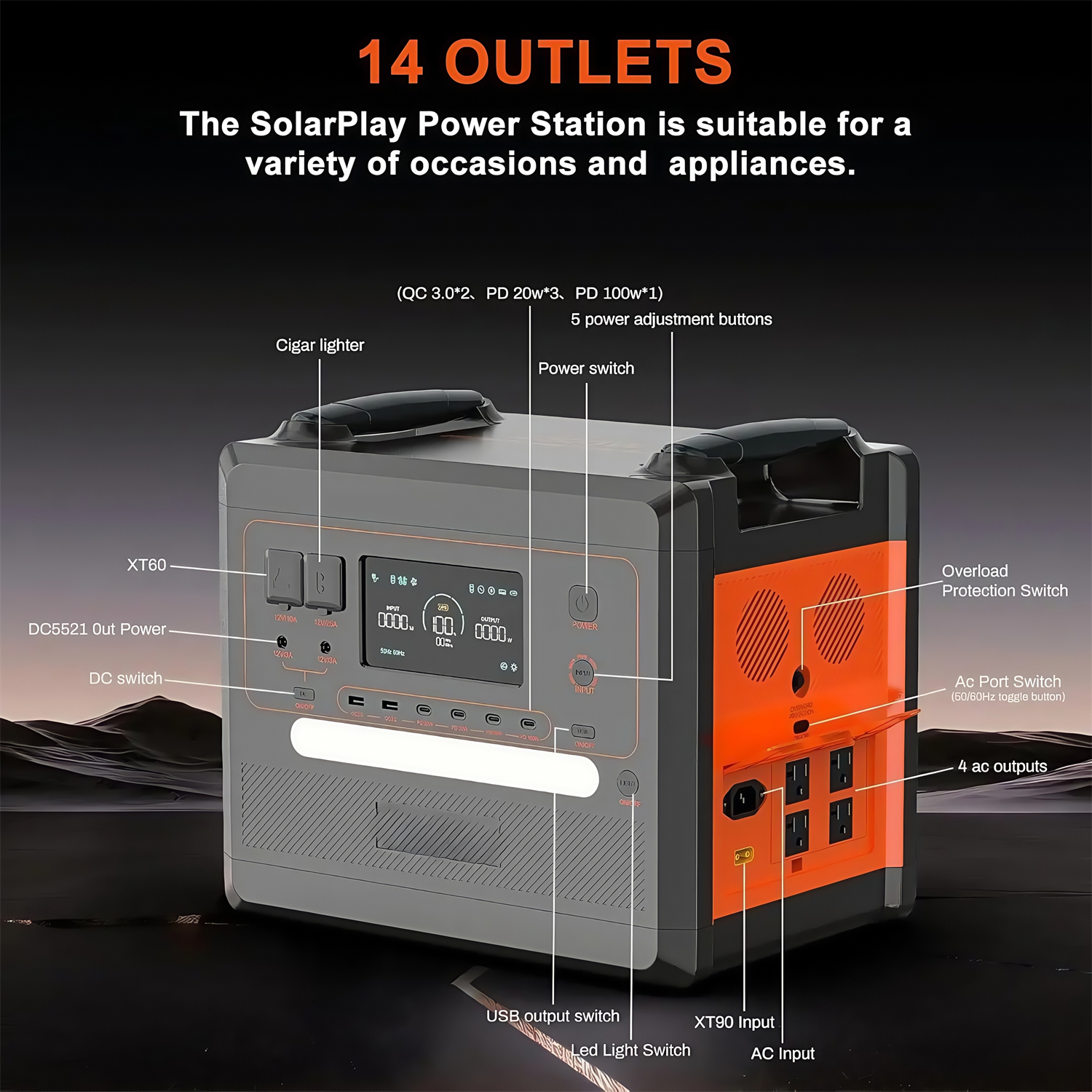 2500W 675000mAh 2304Wh Portable Power Station Large Capacity Solar Generator Storage Battery Pack 200W Solar Panel For Car Emergency Power Family Use Outdoors Office Smartphone Laptop Charging 2500W 675000mAh 2304Wh Portable Power Station Large Capacity Solar Generator Storage Battery Pack 200W Solar Panel For Car Emergency Power Family Use Outdoors Office Smartphone Laptop Charging 2500W Portable Power Station,Solar Generator,200W Solar Panel,Large Capacity Power Supply,Storage Battery Pack,Outdoors,Car Emergency Power Supply,Family use power station