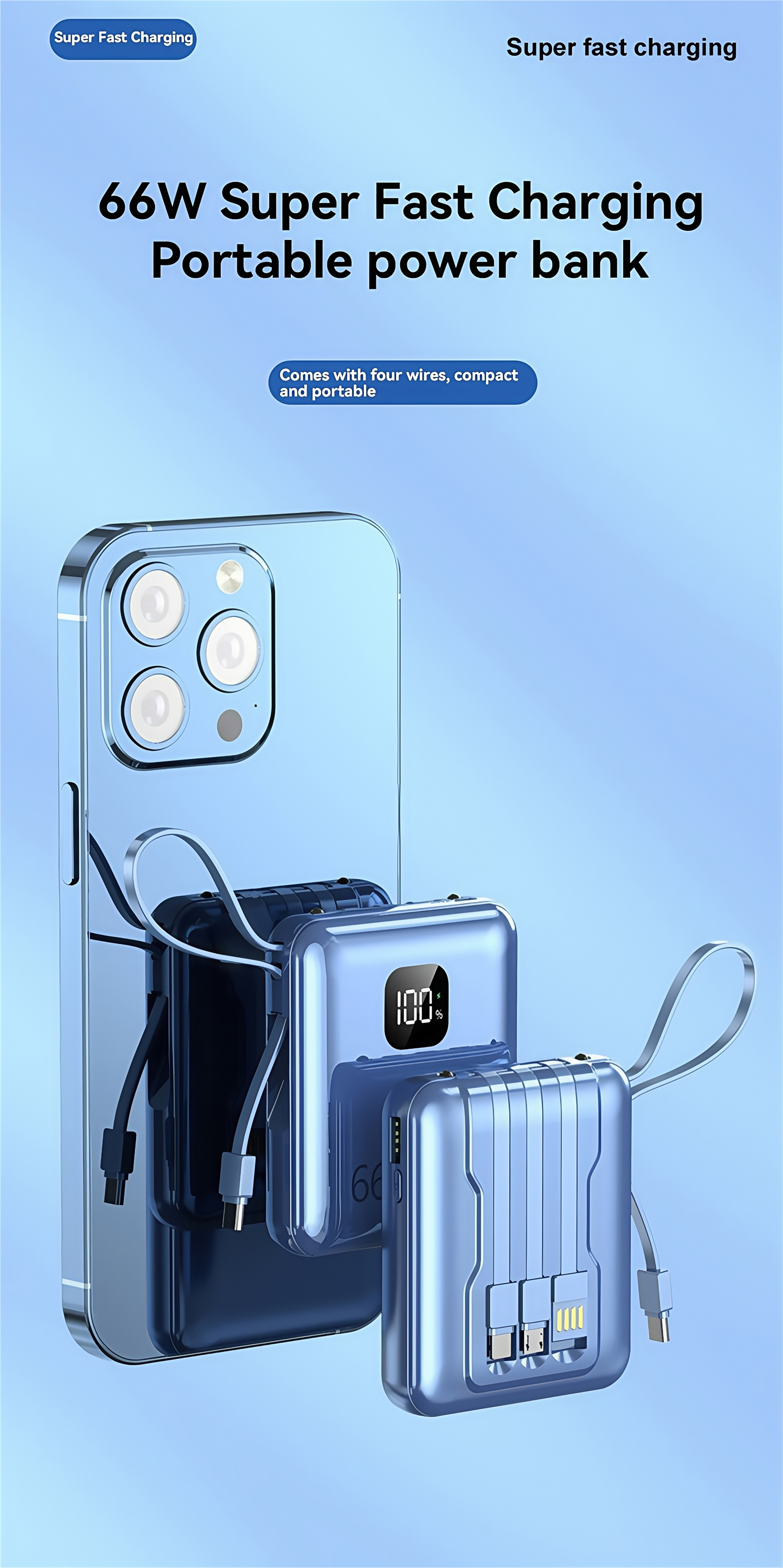 China Factory 10000mAh Power Bank 66W Super Fast Charging Built-in Cable Design Portable External Battery Universally Compatibile with iPhone Samsung Xiaomi Wholesale China Factory 10000mAh Power Bank 66W Super Fast Charging Built-in Cable Design Portable External Battery Universally Compatibile with iPhone Samsung Xiaomi Wholesale power bank,fast charging power bank,iphone power bank,xiaomi power bank,power bank factory,power bank factory china,china power bank factory