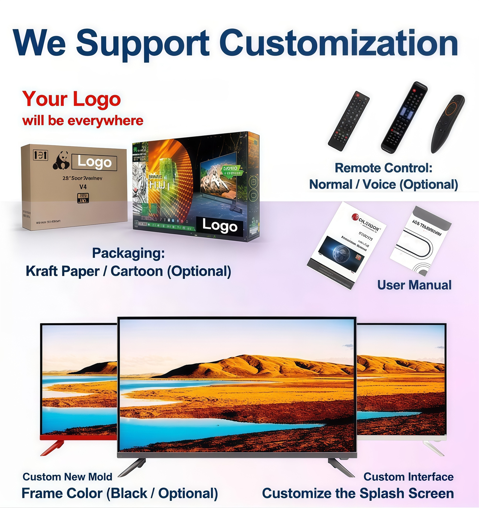 32 Inch Smart LED TV Android LED Plastic Shell Television 8K 4K Borderless Television DVB T2 S2   