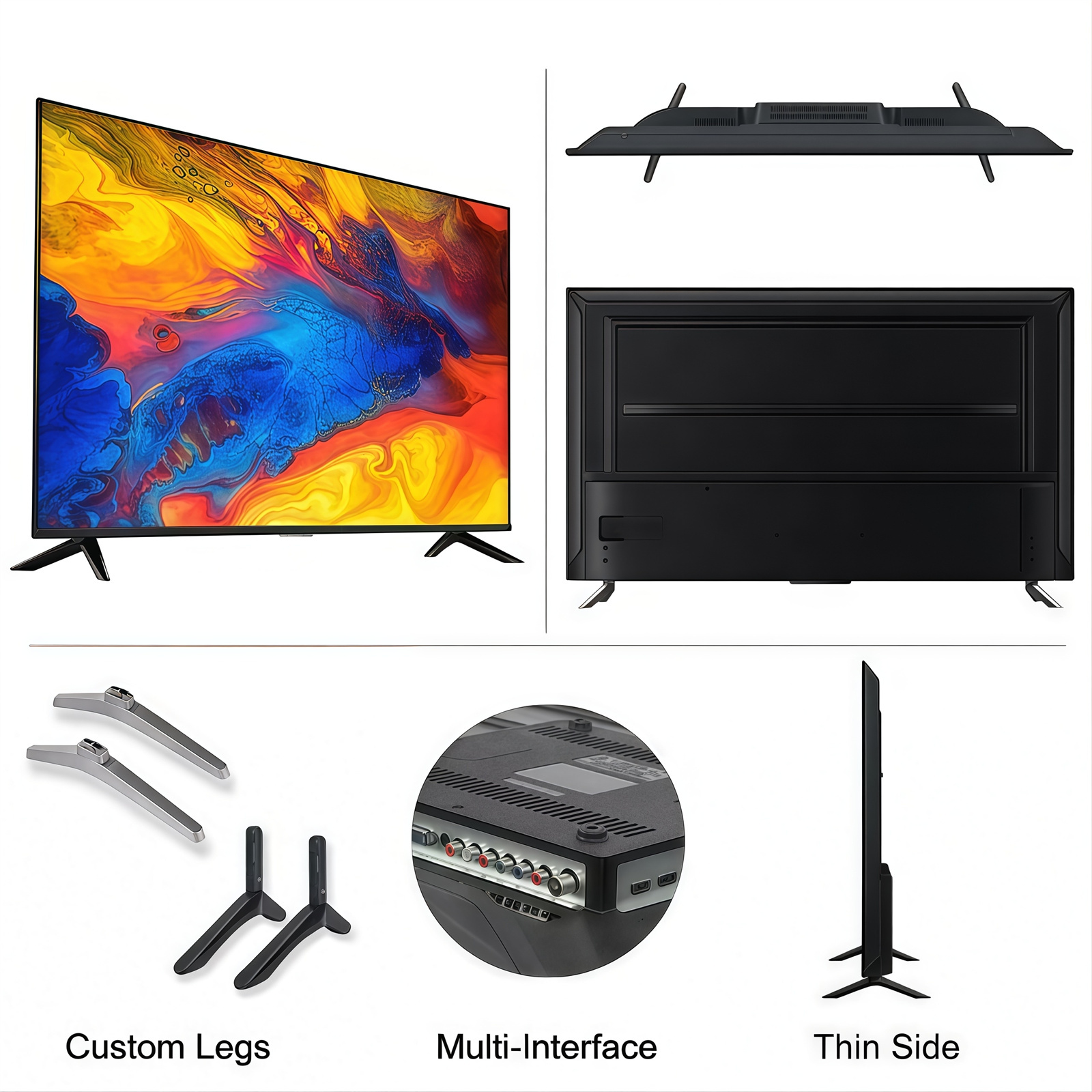 65 Inch QLED Frameless Ultra Slim 8K UHD LG Samgsung BOE Screen Android Smart LED Flat Television TV 4K HD TV DTV ATV Flat Screen LED Televisions With DVB T2 S2  