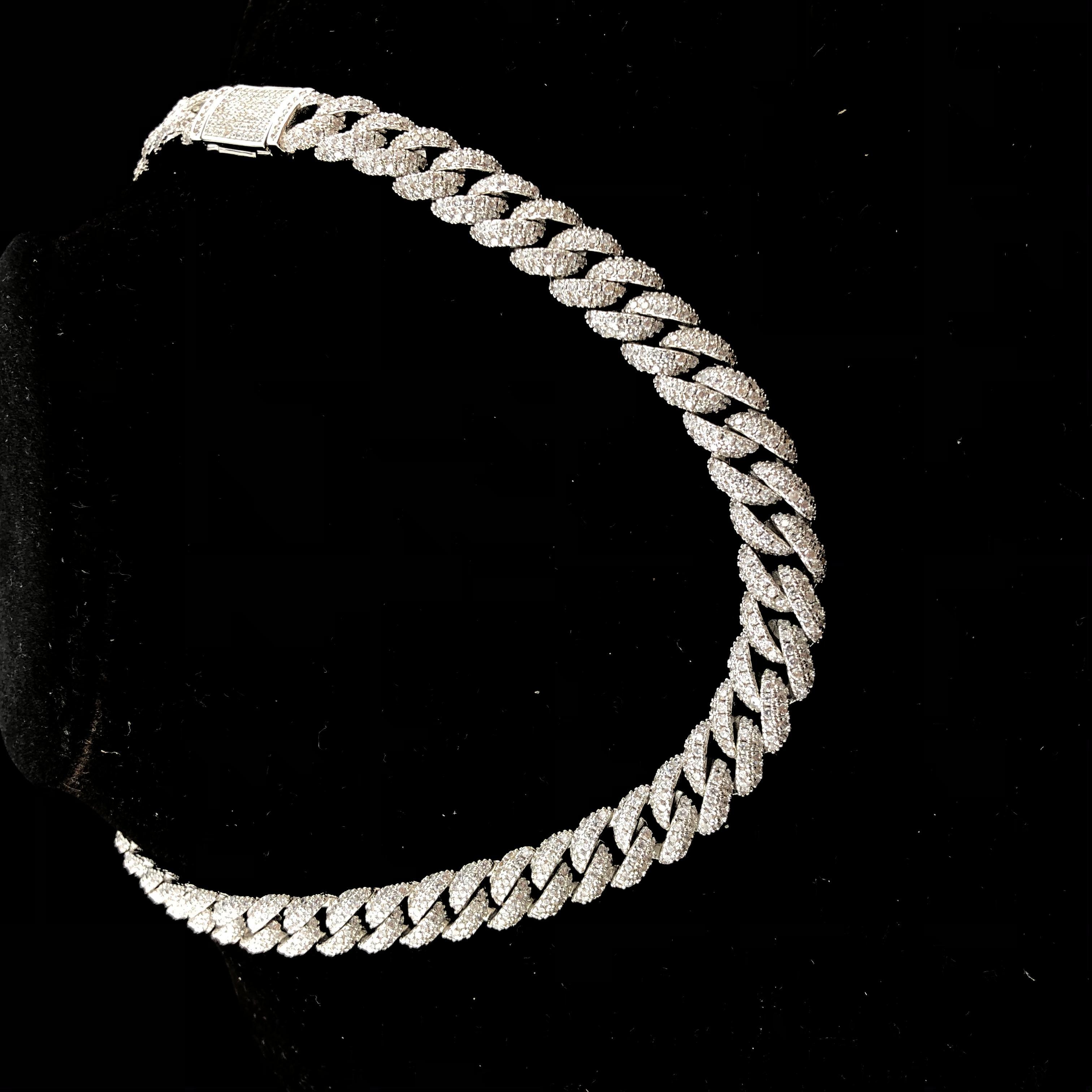 8.5mm Diamond Cuban Chain white Gold