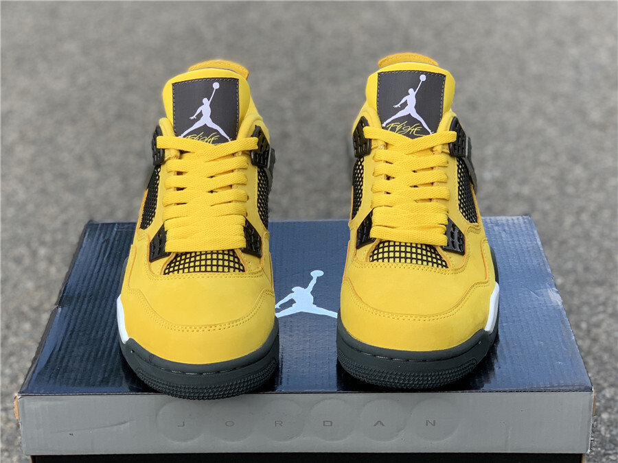 jordan 4 lightning black laces