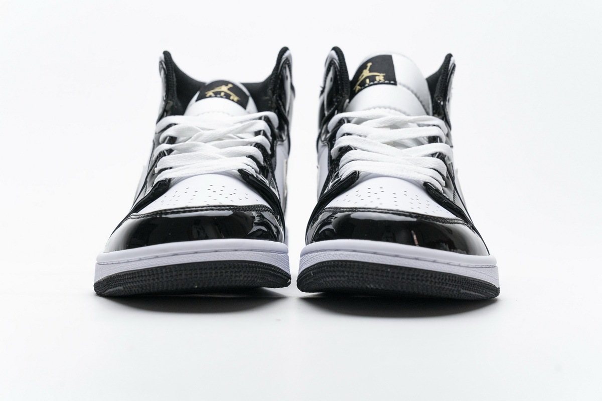 jordan 1 mid patent black white gold footlocker