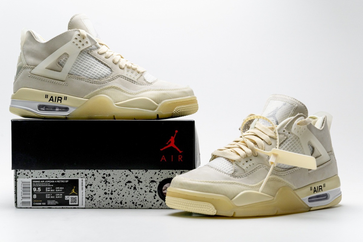 TOP Quality PK GOD Air Jordan 4 Retro Off-White Sail (W) - CoolKicksMall