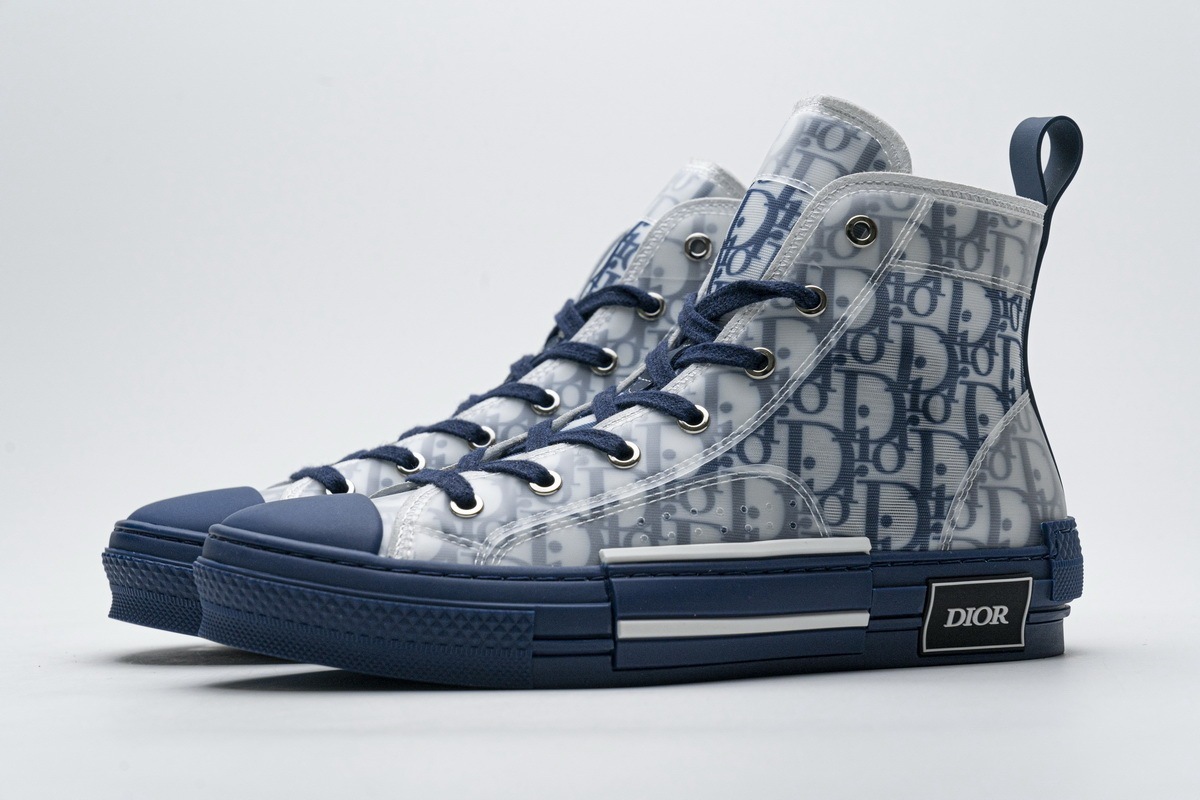 B23 High-Top Sneaker Transparent Canvas with Blue Raised Dior Oblique | DIOR