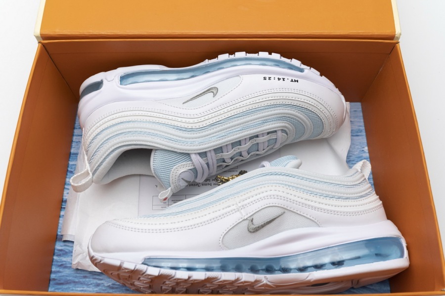 air max 97 triple white wolf grey on feet