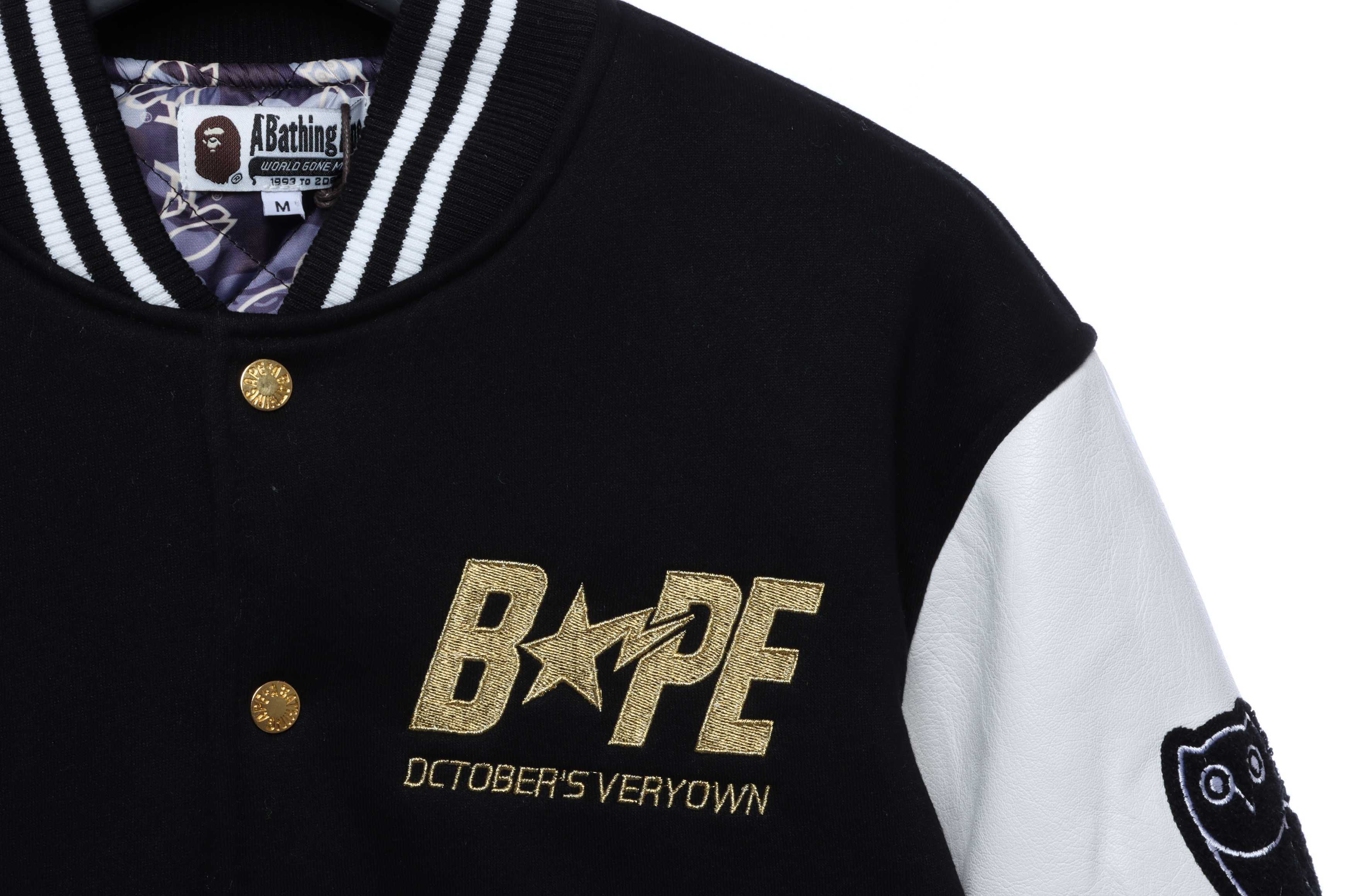 Top Quality BAPE x OVO Varsity Jacket Black(Free Shipping)