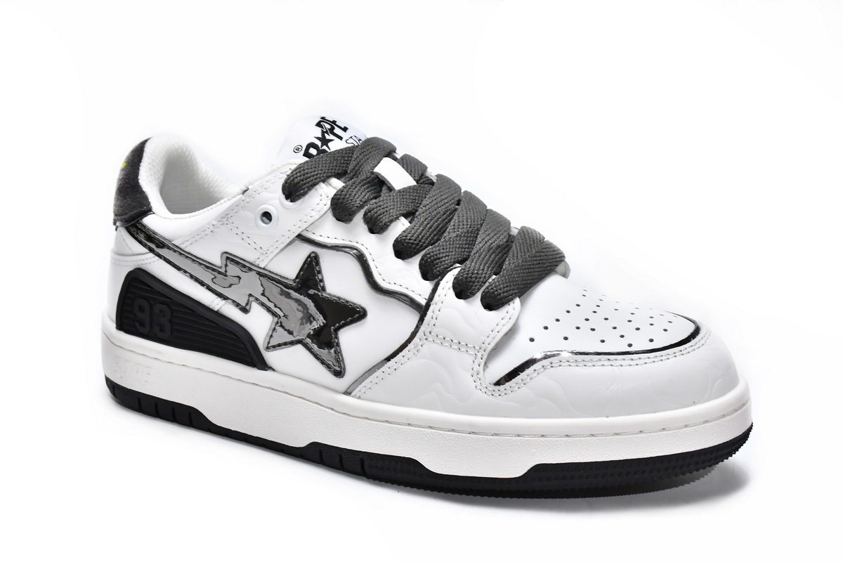 PK God A Bathing Ape Bape SK8 Sta White Silver